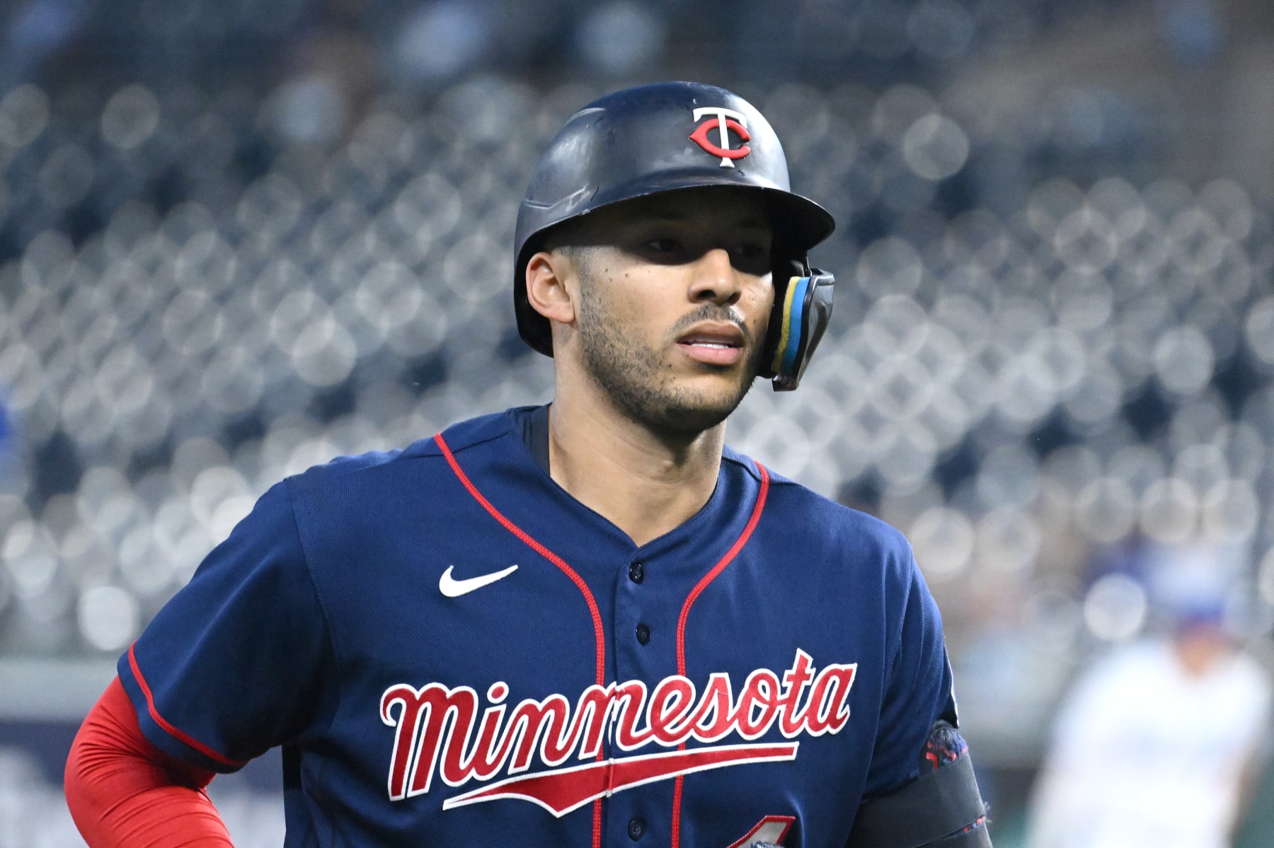 KANSAS CITY, MO - SEPTEMBER 21: Minnesota Twins shortstop Carlos Correa (4) as seen during a MLB game between the Minnesota Twins and the Kansas City Royals,  September 21, 2022, at Kauffman Stadium, Kansas City, MO. Photo by Keith Gillett/Icon Sportswire via Getty Images),