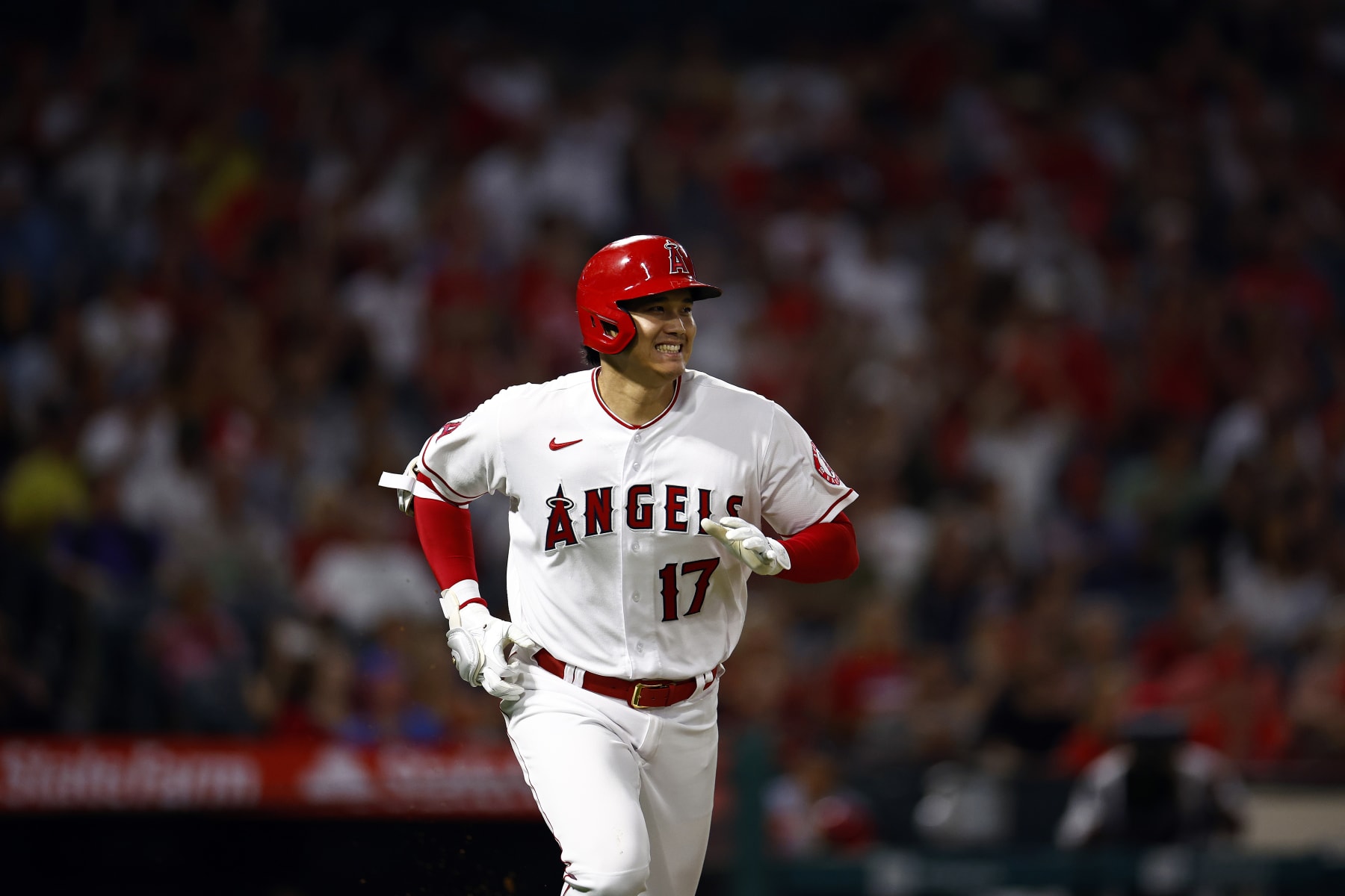 ANAHEIM, CALIFORNIA - SEPTEMBER 28:  Shohei Ohtani #17 of the Los Angeles Angels at Angel Stadium of Anaheim on September 28, 2022 in Anaheim, California. (Photo by Ronald Martinez/Getty Images)