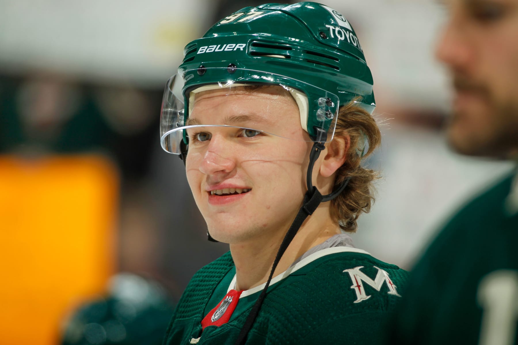 SAINT PAUL, MN - APRIL 28: Kirill Kaprizov #97 of the Minnesota Wild warms up prior to the game against the Calgary Flames at the Xcel Energy Center on April 28, 2022 in Saint Paul, Minnesota. (Photo by Bruce Kluckhohn/NHLI via Getty Images)