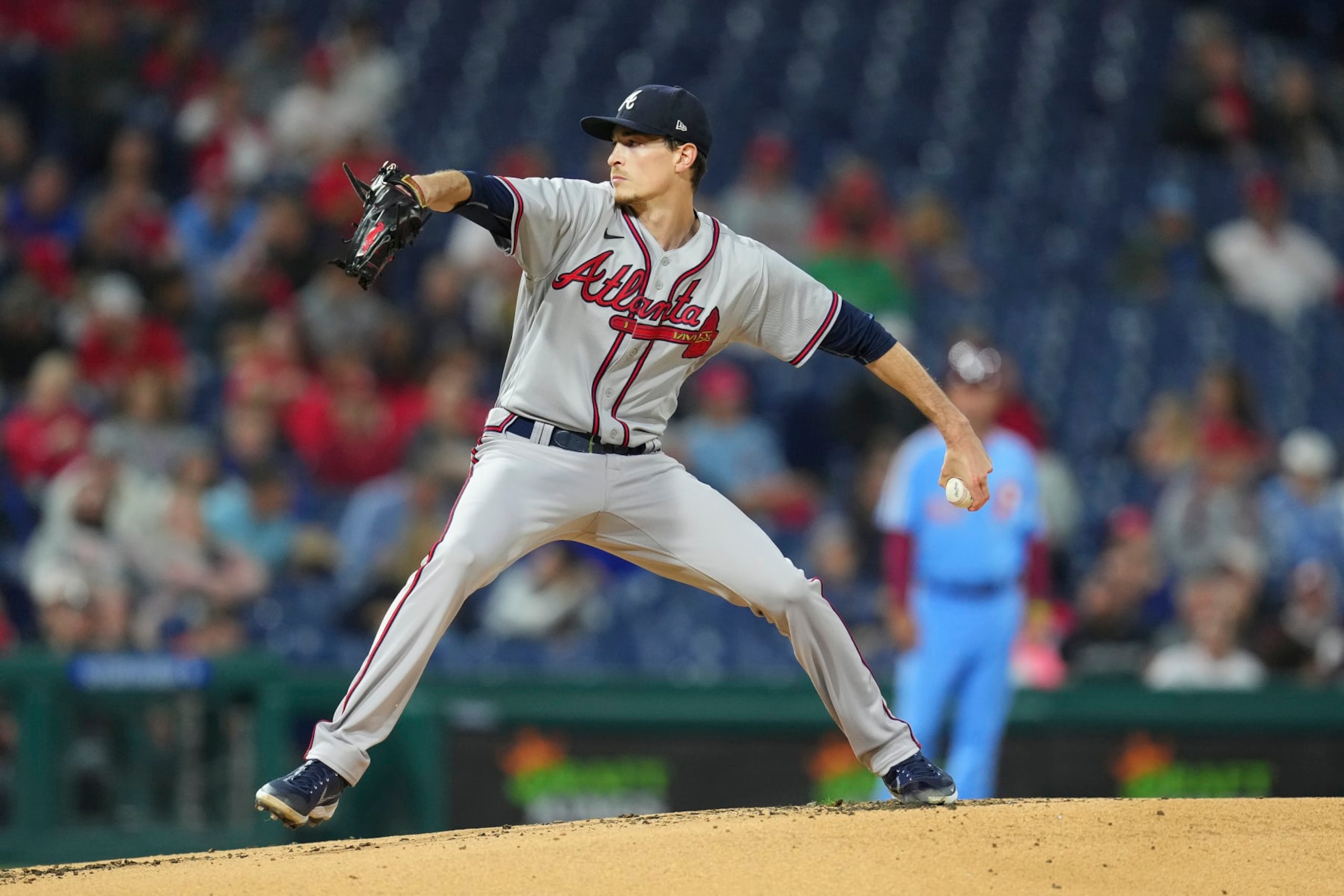 PHILADELPHIA, PA - SEPTEMBER 22: Max Fried #54 of the Atlanta Braves throws a pitch against the Philadelphia Phillies at Citizens Bank Park on September 22, 2022 in Philadelphia, Pennsylvania. The Philadelphia Phillies defeated the Atlanta Braves 1-0. (Photo by Mitchell Leff/Getty Images)