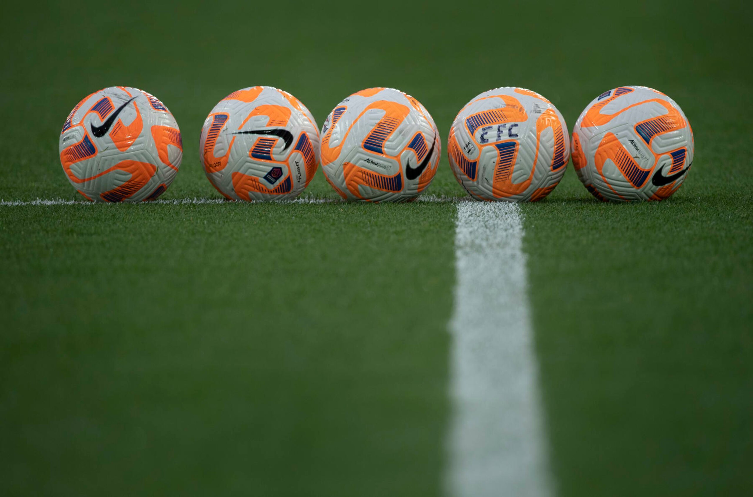 LIVERPOOL, ENGLAND - SEPTEMBER 25: Official FA Women's Super League match balls lined up ahead of the FA Women's Super League match between Liverpool FC and Everton FC at Anfield on September 25, 2022 in Liverpool, United Kingdom. (Photo by Joe Prior/Visionhaus via Getty Images) LIVERPOOL, ENGLAND - SEPTEMBER 25: Official FA Women's Super League match balls lined up ahead of the FA Women's Super League match between Liverpool FC and Everton FC at Anfield on September 25, 2022 in Liverpool, United Kingdom. (Photo by Joe Prior/Visionhaus via Getty Images)
