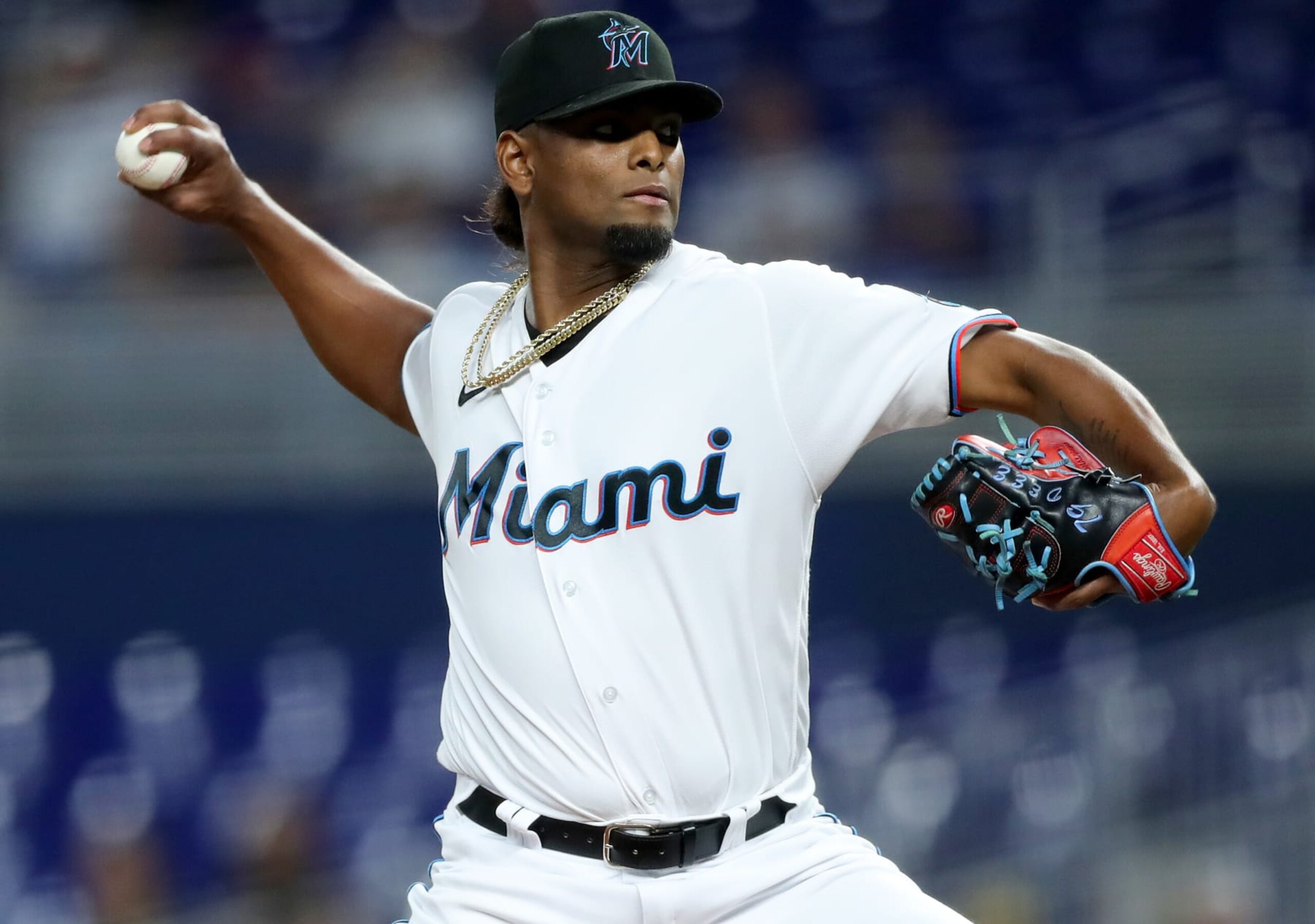MIAMI, FLORIDA - SEPTEMBER 19: Edward Cabrera #27 of the Miami Marlins delivers a pitch during the first inning against the Chicago Cubs at loanDepot park on September 19, 2022 in Miami, Florida. (Photo by Megan Briggs/Getty Images)