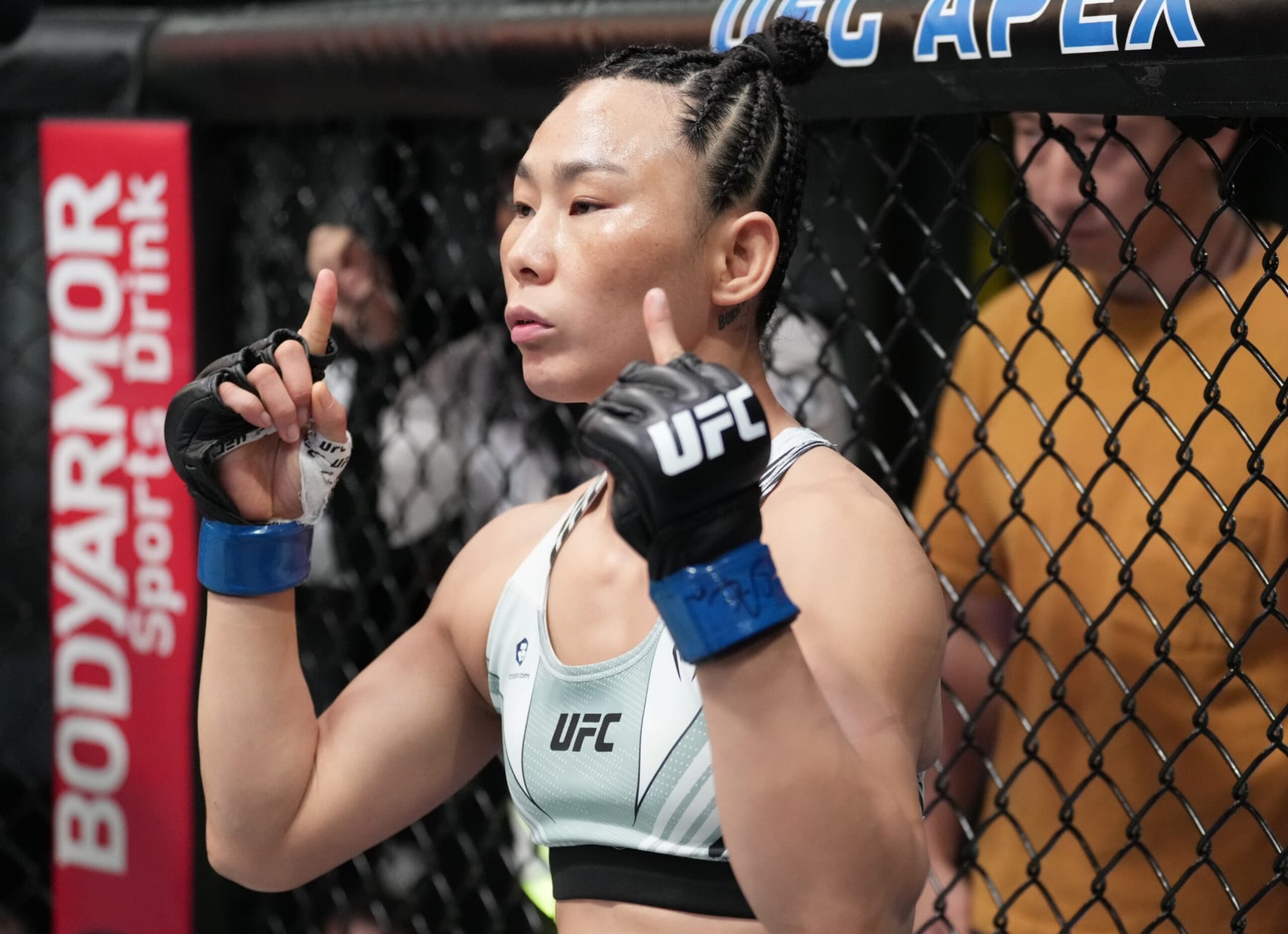 LAS VEGAS, NEVADA - OCTOBER 01: Yan Xiaonan of China prepares to fight Mackenzie Dern in a strawweight fight during the UFC Fight Night event at UFC APEX on October 01, 2022 in Las Vegas, Nevada. (Photo by Jeff Bottari/Zuffa LLC) LAS VEGAS, NEVADA - OCTOBER 01: Yan Xiaonan of China prepares to fight Mackenzie Dern in a strawweight fight during the UFC Fight Night event at UFC APEX on October 01, 2022 in Las Vegas, Nevada. (Photo by Jeff Bottari/Zuffa LLC)