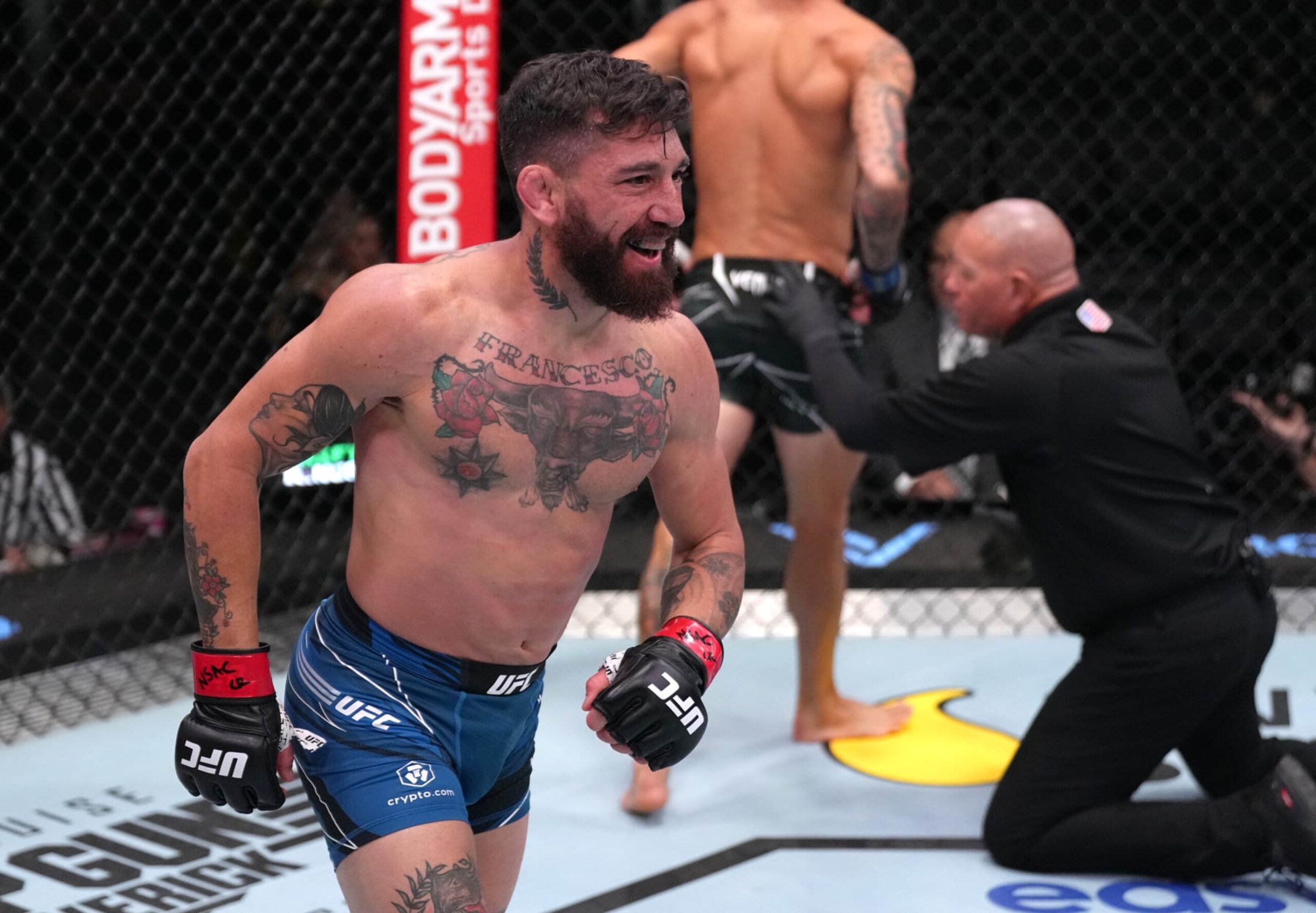 LAS VEGAS, NEVADA - OCTOBER 01: Guido Cannetti of Argentina reacts after his victory over Randy Costa in a bantamweight fight during the UFC Fight Night event at UFC APEX on October 01, 2022 in Las Vegas, Nevada. (Photo by Jeff Bottari/Zuffa LLC) LAS VEGAS, NEVADA - OCTOBER 01: Guido Cannetti of Argentina reacts after his victory over Randy Costa in a bantamweight fight during the UFC Fight Night event at UFC APEX on October 01, 2022 in Las Vegas, Nevada. (Photo by Jeff Bottari/Zuffa LLC)