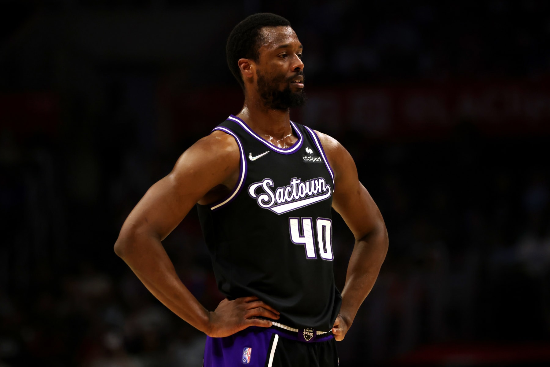LOS ANGELES, CALIFORNIA - APRIL 09: Harrison Barnes #40 of the Sacramento Kings looks on during the first half against the Los Angeles Clippers at Crypto.com Arena on April 09, 2022 in Los Angeles, California. NOTE TO USER: User expressly acknowledges and agrees that, by downloading and or using this photograph, User is consenting to the terms and conditions of the Getty Images License Agreement. (Photo by Katelyn Mulcahy/Getty Images)