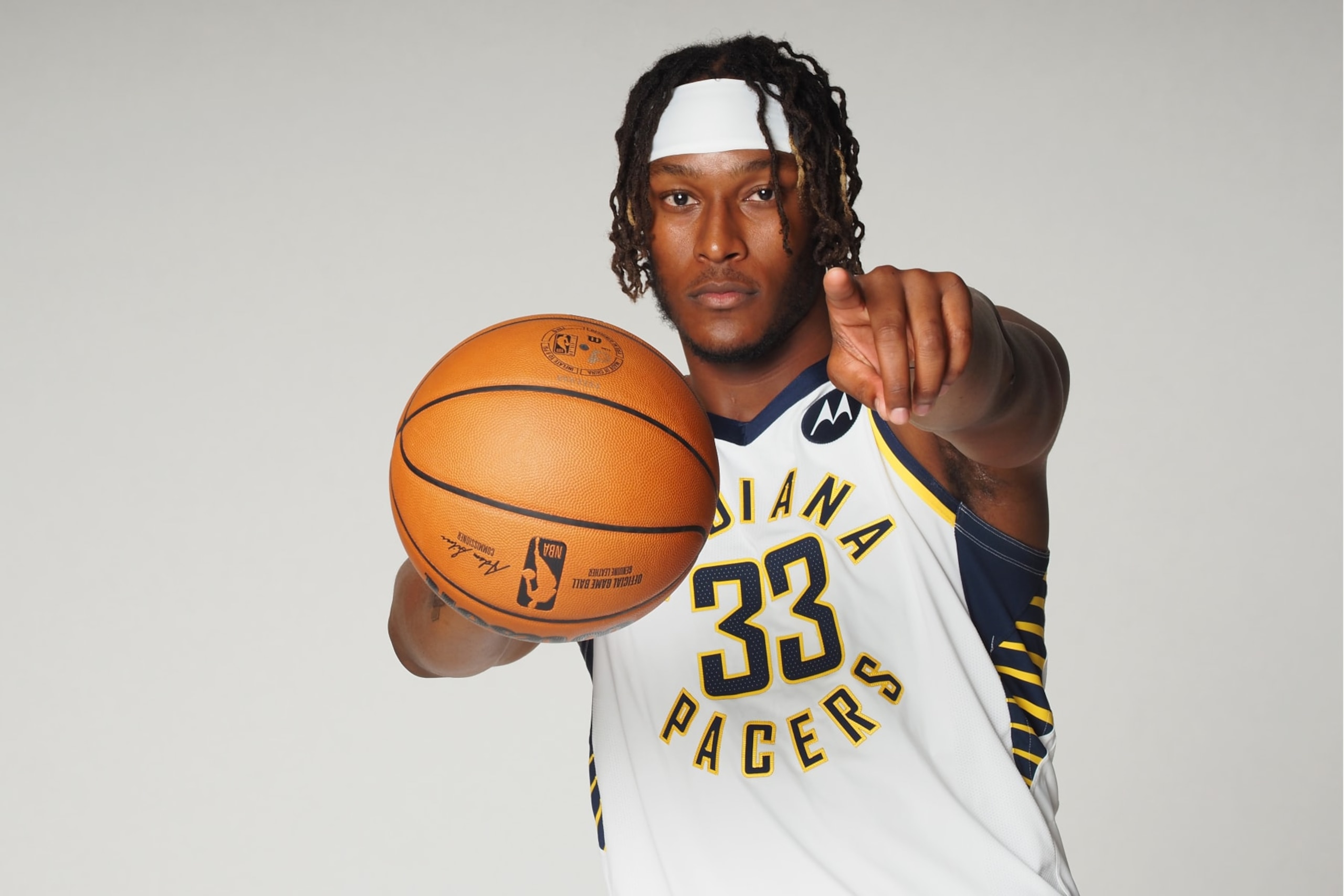 INDIANAPOLIS, IN - SEPTEMBER 26: Myles Turner #33 of the Indiana Pacers during the Pacers Media Day on September 26, 2022 at St. Vincent Training Center in Indianapolis, Indiana. NOTE TO USER: User expressly acknowledges and agrees that, by downloading and or using this Photograph, user is consenting to the terms and conditions of the Getty Images License Agreement. Mandatory Copyright Notice: Copyright 2022 NBAE (Photo by Ron Hoskins/NBAE via Getty Images)