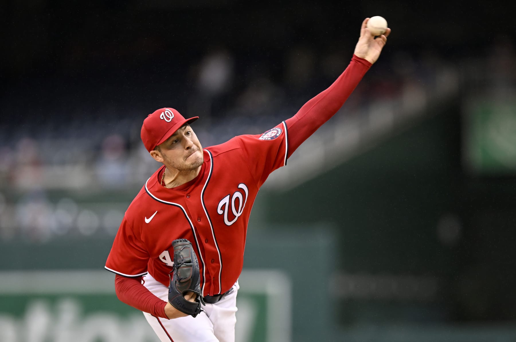 WASHINGTON, DC - OCTOBER 02: Patrick Corbin #46 of the Washington Nationals pitches in the third inning against the Philadelphia Phillies at Nationals Park on October 02, 2022 in Washington, DC. (Photo by Greg Fiume/Getty Images)