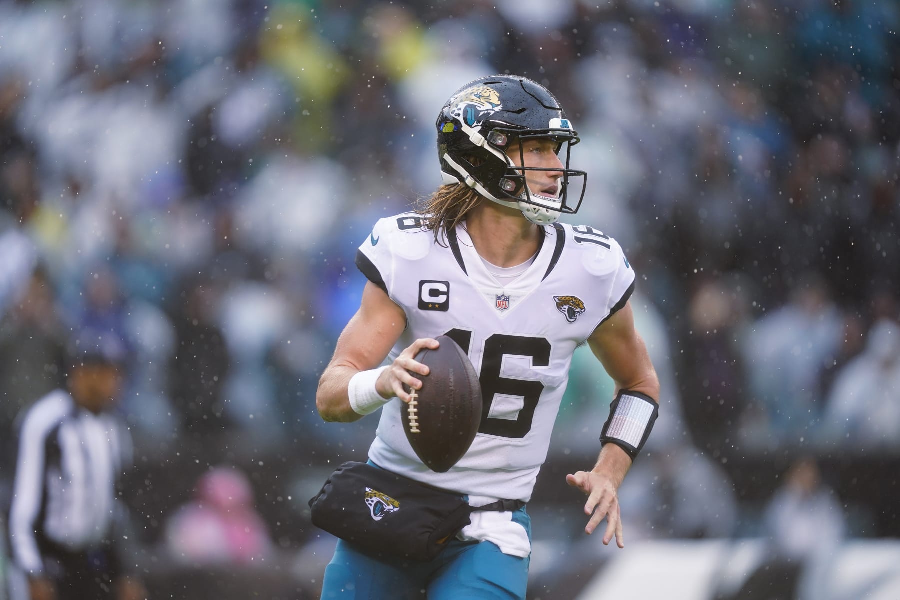 Jacksonville Jaguars quarterback Trevor Lawrence in action during an NFL football game, Sunday, Oct. 2, 2022, in Philadelphia. (AP Photo/Matt Rourke)