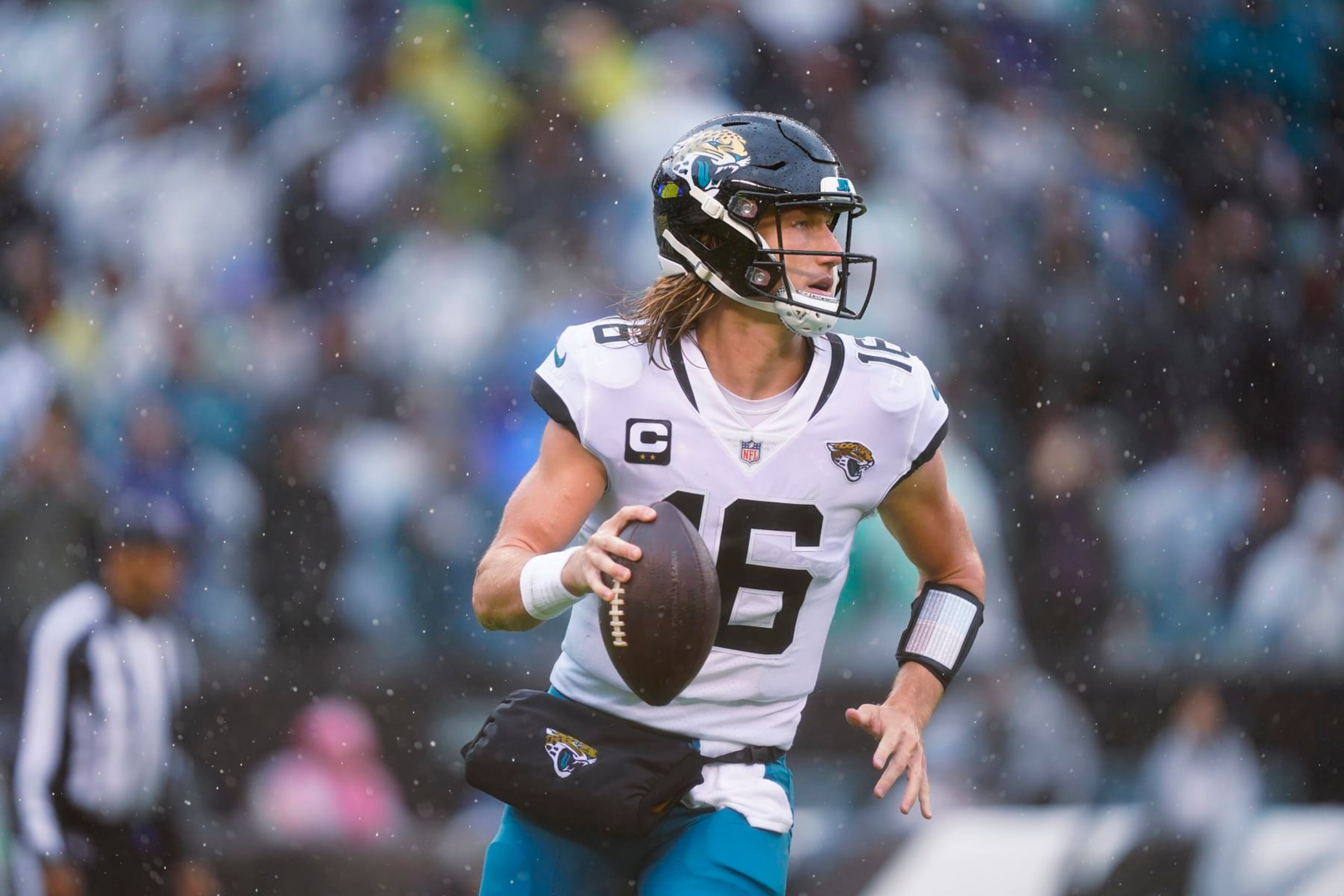Jacksonville Jaguars quarterback Trevor Lawrence in action during an NFL football game, Sunday, Oct. 2, 2022, in Philadelphia. (AP Photo/Matt Rourke)