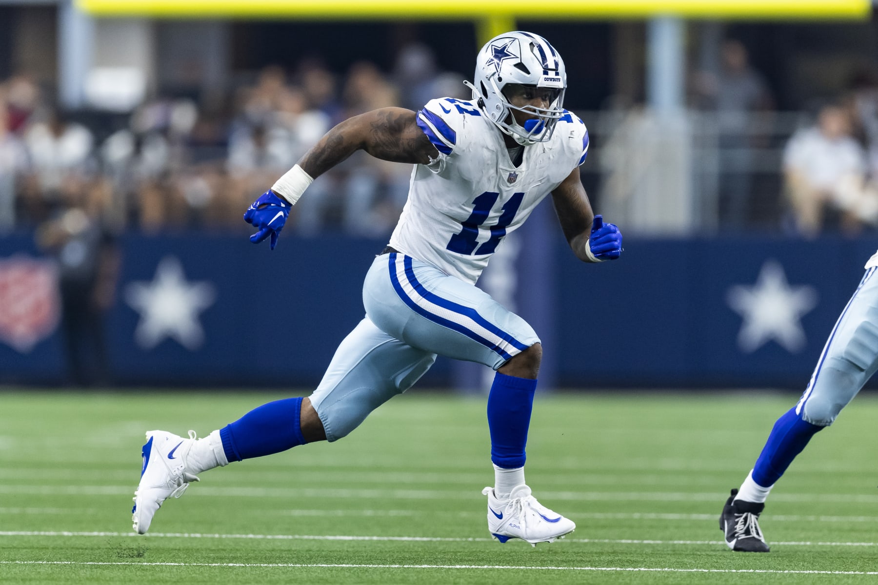 Dallas Cowboys linebacker Micah Parsons (11) is seen during the second half of an NFL football game against the Washington Commanders, Sunday, Oct. 2, 2022, in Arlington, Texas. Dallas won 25-10. (AP Photo/Brandon Wade)