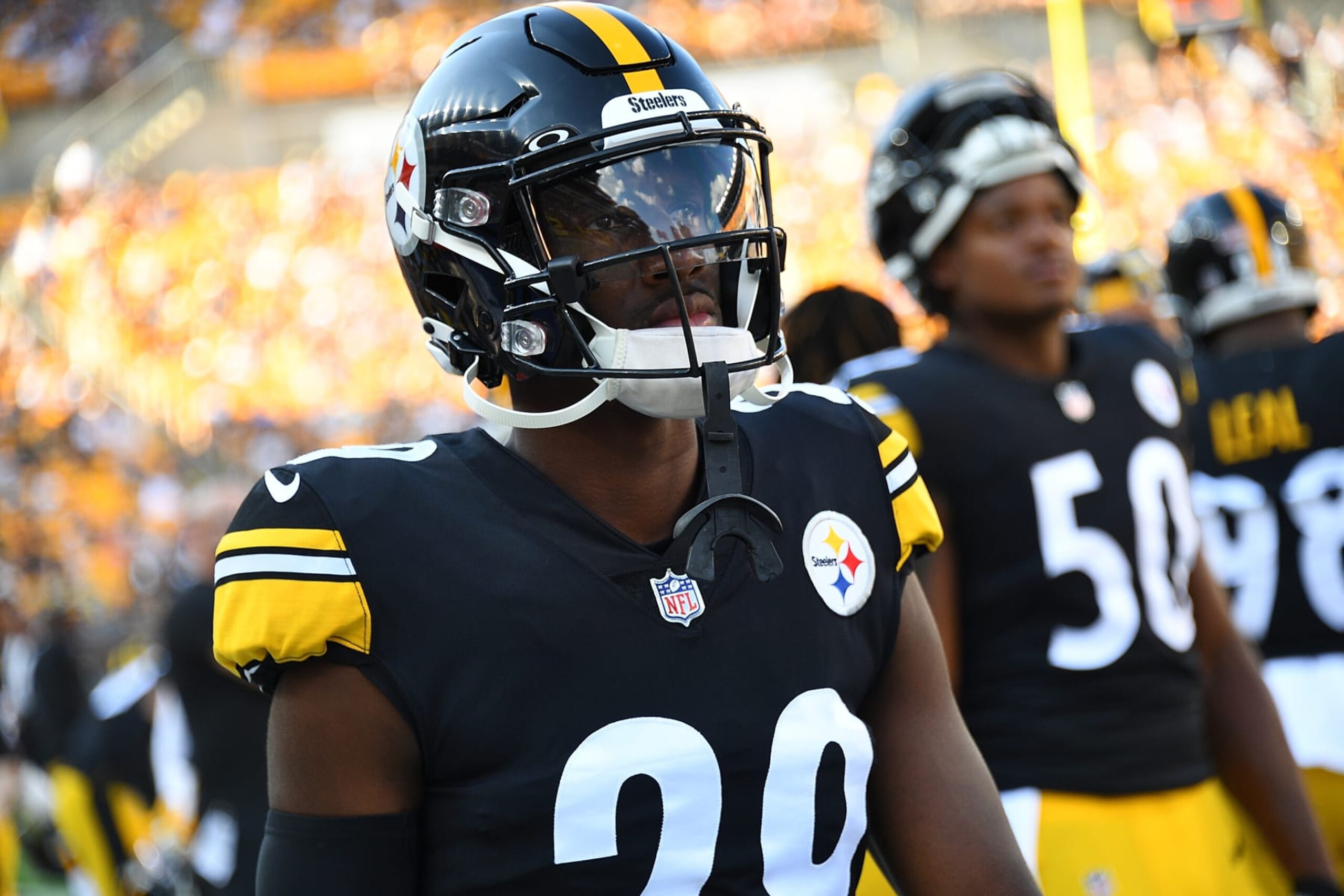 PITTSBURGH, PA - AUGUST 28:  Levi Wallace #29 of the Pittsburgh Steelers looks on during the game against the Detroit Lions at Acrisure Stadium on August 28, 2022 in Pittsburgh, Pennsylvania. (Photo by Joe Sargent/Getty Images)