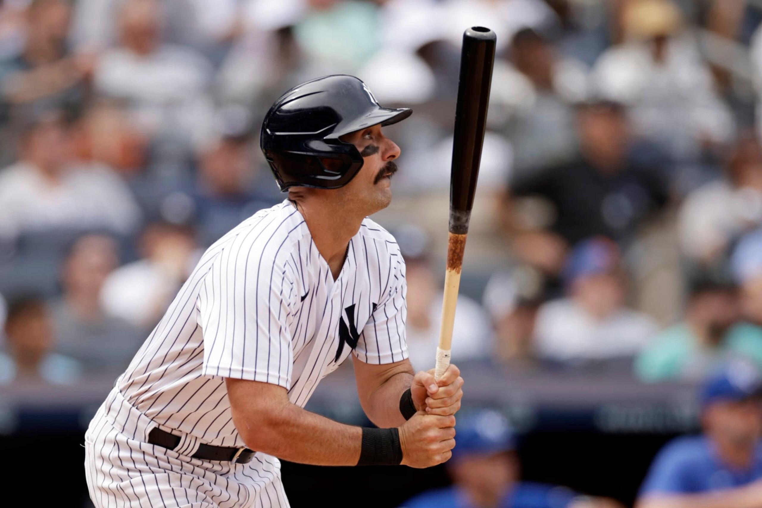 NEW YORK, NY - JULY 31: Matt Carpenter #24 of the New York Yankees at bat against the Kansas City Royals during the sixth inning at Yankee Stadium on July 31, 2022 in the Bronx borough of New York City. (Photo by Adam Hunger/Getty Images)