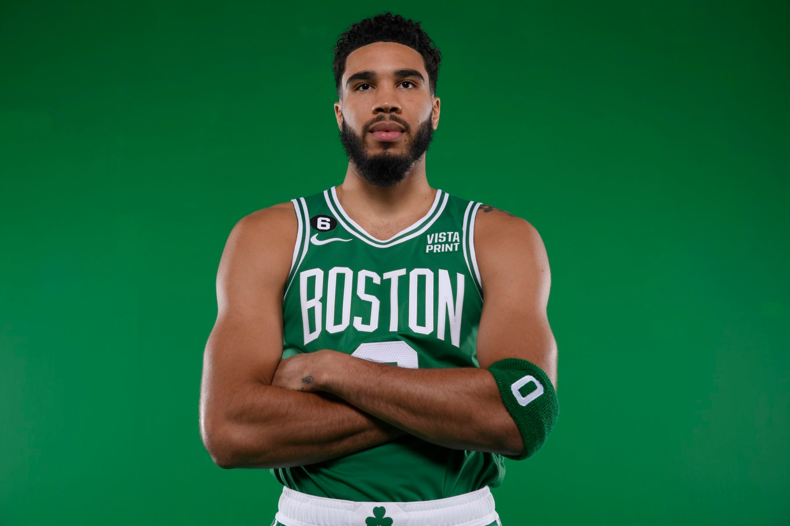 CANTON, MA - SEPTEMBER 26: Jayson Tatum #0 of the Boston Celtics poses for a portrait on September 26, 2022 at High Output Studios in Canton, Massachusetts.  NOTE TO USER: User expressly acknowledges and agrees that, by downloading and or using this photograph, User is consenting to the terms and conditions of the Getty Images License Agreement. Mandatory Copyright Notice: Copyright 2022 NBAE  (Photo by Brian Babineau/NBAE via Getty Images)