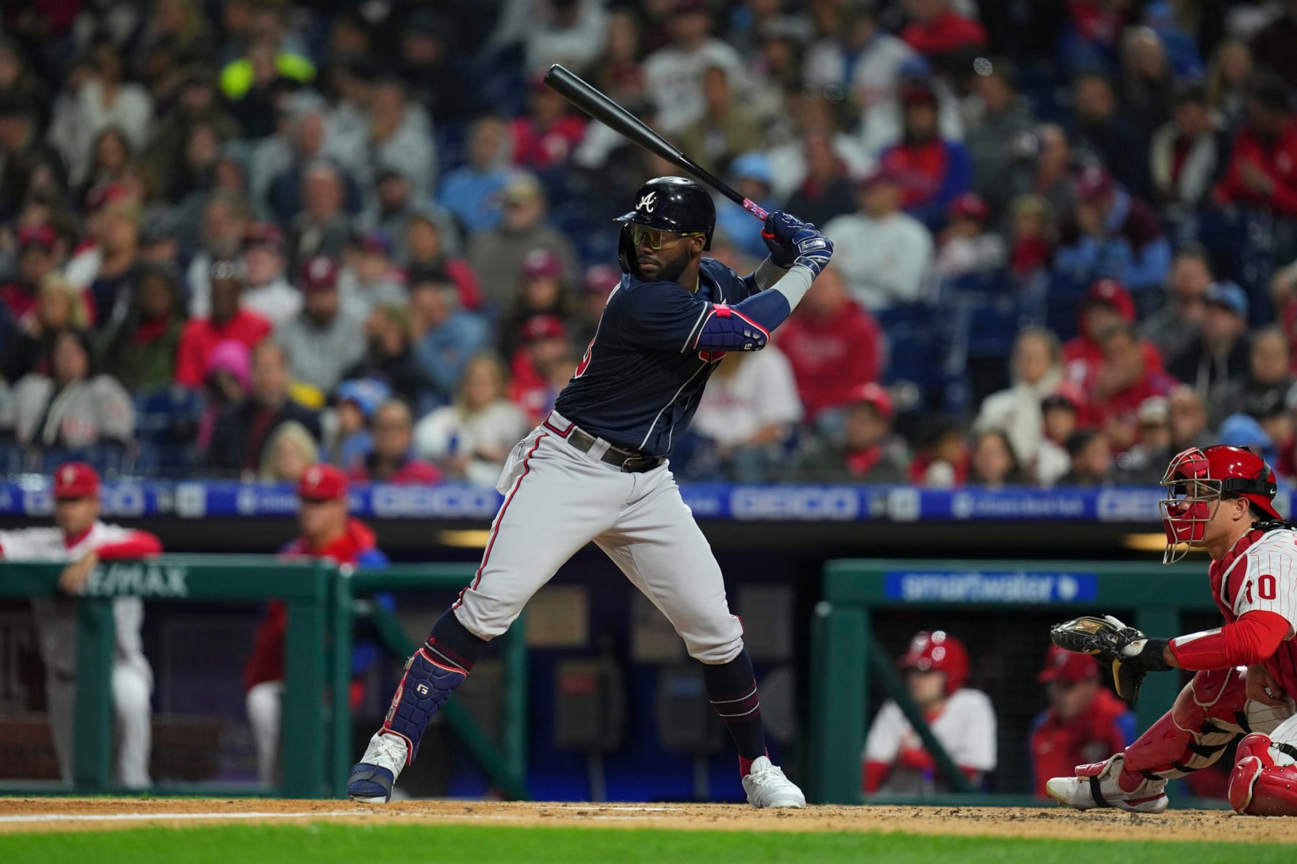 PHILADELPHIA, PA - SEPTEMBER 23: Michael Harris II #23 of the Atlanta Braves bats against the Philadelphia Phillies at Citizens Bank Park on September 23, 2022 in Philadelphia, Pennsylvania. The Phillies defeated the Braves 9-1. (Photo by Mitchell Leff/Getty Images) PHILADELPHIA, PA - SEPTEMBER 23: Michael Harris II #23 of the Atlanta Braves bats against the Philadelphia Phillies at Citizens Bank Park on September 23, 2022 in Philadelphia, Pennsylvania. The Phillies defeated the Braves 9-1. (Photo by Mitchell Leff/Getty Images)