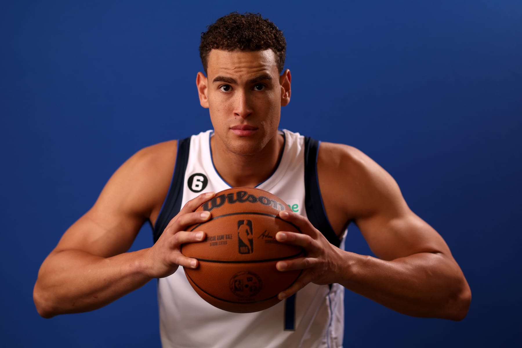 DALLAS, TEXAS - SEPTEMBER 26: Dwight Powell #7 of the Dallas Mavericks poses for a portrait during the Dallas Mavericks Media Day at American Airlines Center on September 26, 2022 in Dallas, Texas. NOTE TO USER: User expressly acknowledges and agrees that, by downloading and or using this photograph, User is consenting to the terms and conditions of the Getty Images License Agreement. (Photo by Tom Pennington/Getty Images)