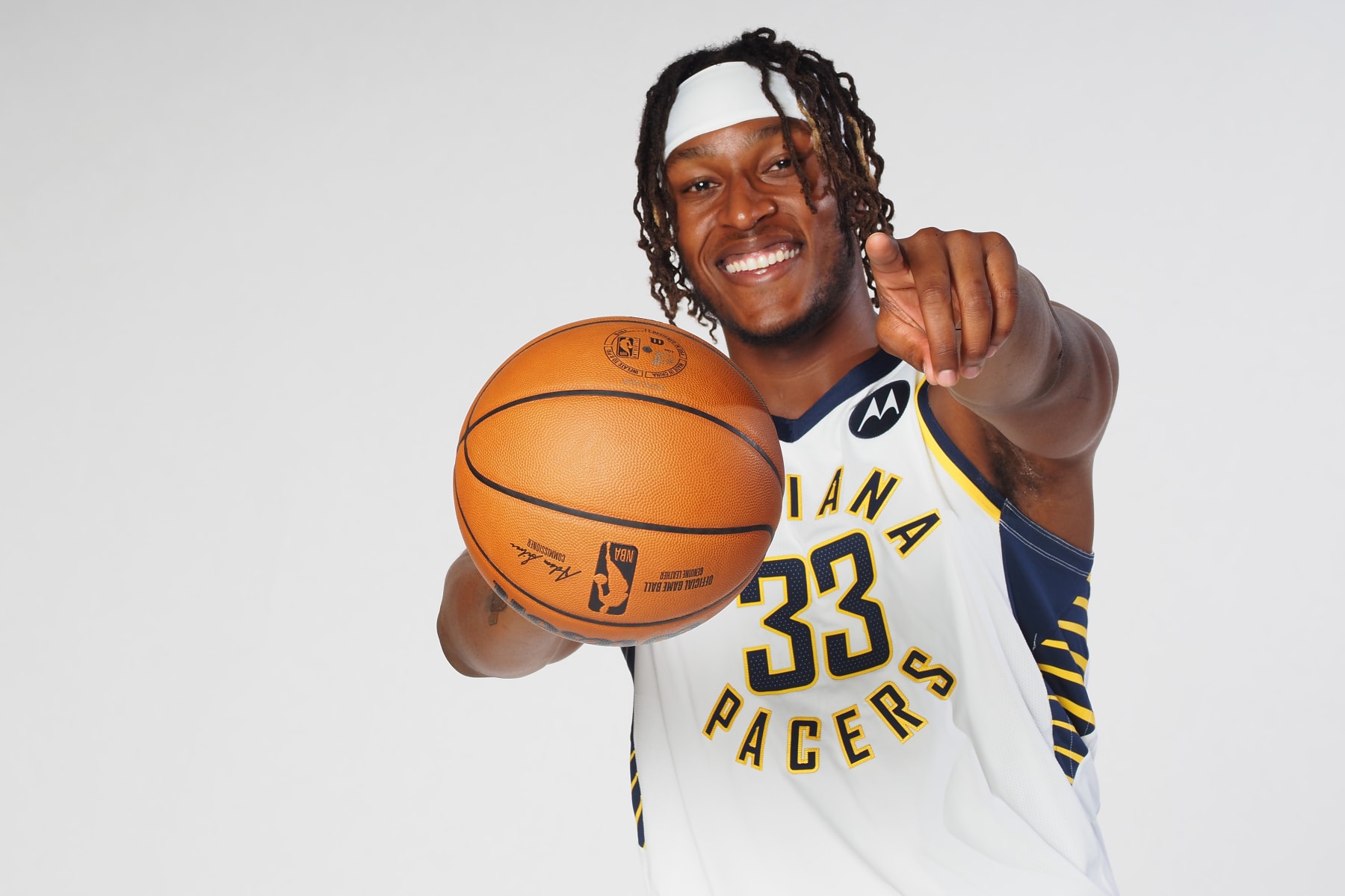 INDIANAPOLIS, IN - SEPTEMBER 26: Myles Turner #33 of the Indiana Pacers during the Pacers Media Day on September 26, 2022 at St. Vincent Training Center in Indianapolis, Indiana. NOTE TO USER: User expressly acknowledges and agrees that, by downloading and or using this Photograph, user is consenting to the terms and conditions of the Getty Images License Agreement. Mandatory Copyright Notice: Copyright 2022 NBAE (Photo by Ron Hoskins/NBAE via Getty Images)