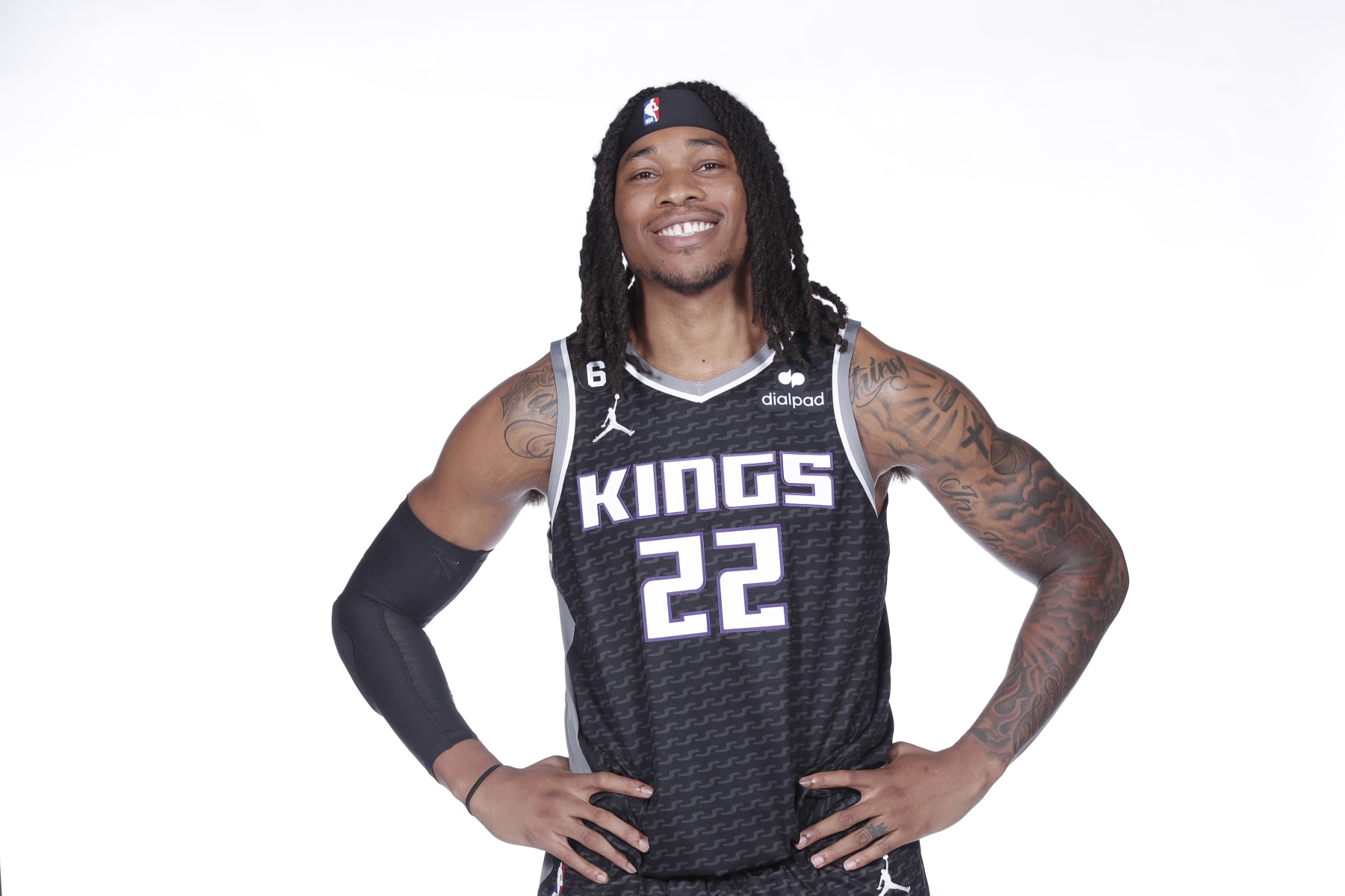 SACRAMENTO, CA - SEPTEMBER 26: Richaun Holmes #22 of the Sacramento Kings poses for a portrait during NBA Media Day on September 26, 2022 at the Golden 1 Center in Sacramento, California. NOTE TO USER: User expressly acknowledges and agrees that, by downloading and/or using this Photograph, user is consenting to the terms and conditions of the Getty Images License Agreement. Mandatory Copyright Notice: Copyright 2022 NBAE (Photo by Rocky Widner/NBAE via Getty Images)