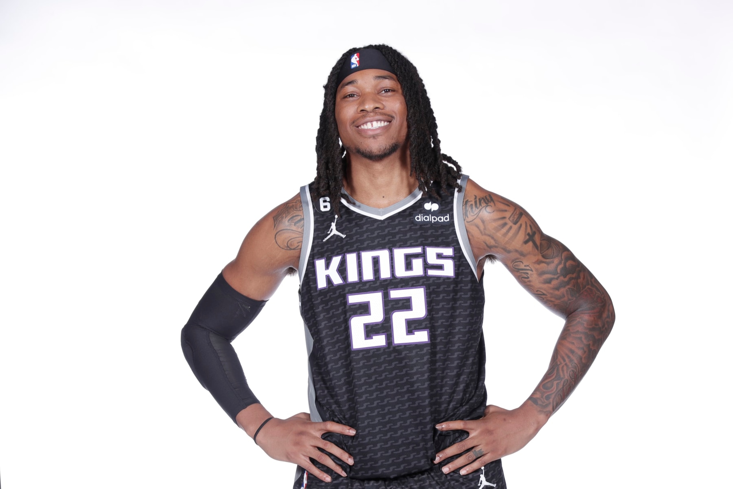 SACRAMENTO, CA - SEPTEMBER 26: Richaun Holmes #22 of the Sacramento Kings poses for a portrait during NBA Media Day on September 26, 2022 at the Golden 1 Center in Sacramento, California. NOTE TO USER: User expressly acknowledges and agrees that, by downloading and/or using this Photograph, user is consenting to the terms and conditions of the Getty Images License Agreement. Mandatory Copyright Notice: Copyright 2022 NBAE (Photo by Rocky Widner/NBAE via Getty Images)