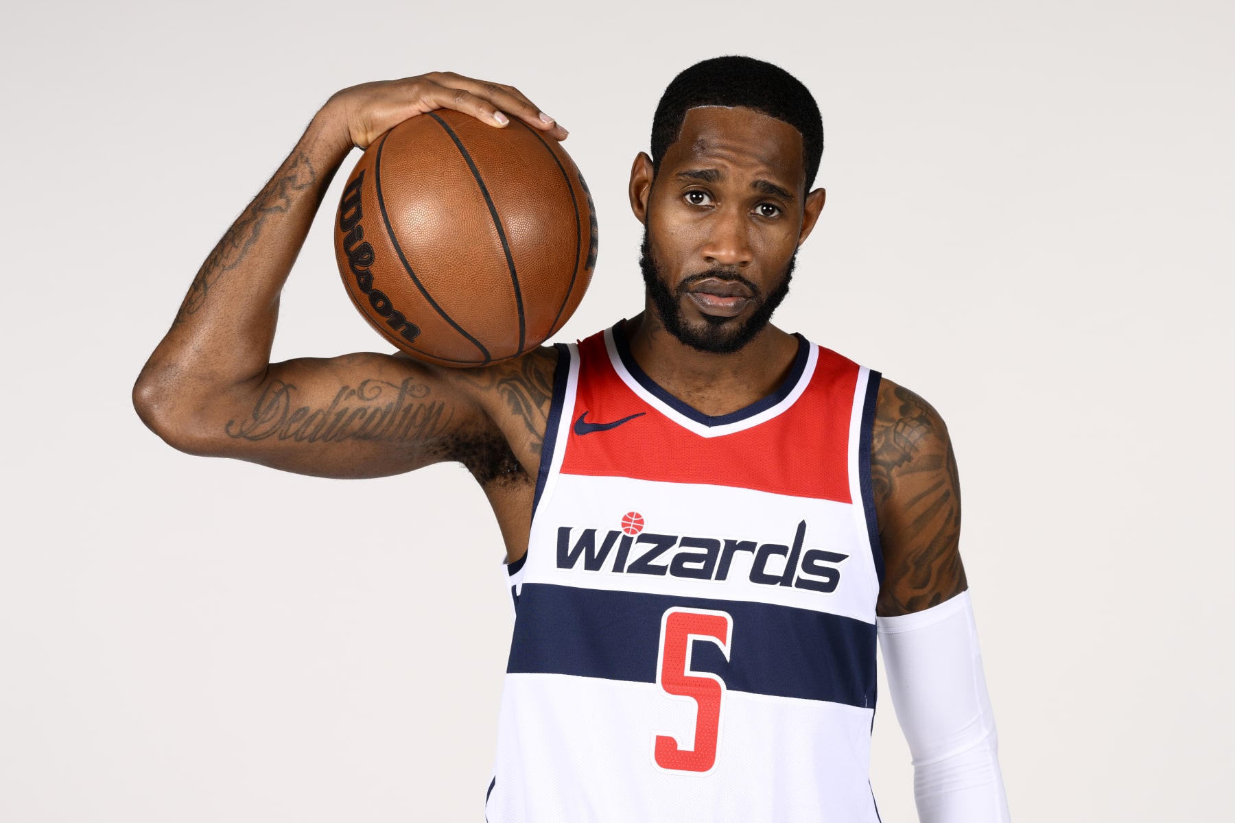 Washington Wizards forward Will Barton poses for a photograph during an NBA basketball media day, Friday, Sept. 23, 2022, in Washington. (AP Photo/Nick Wass)