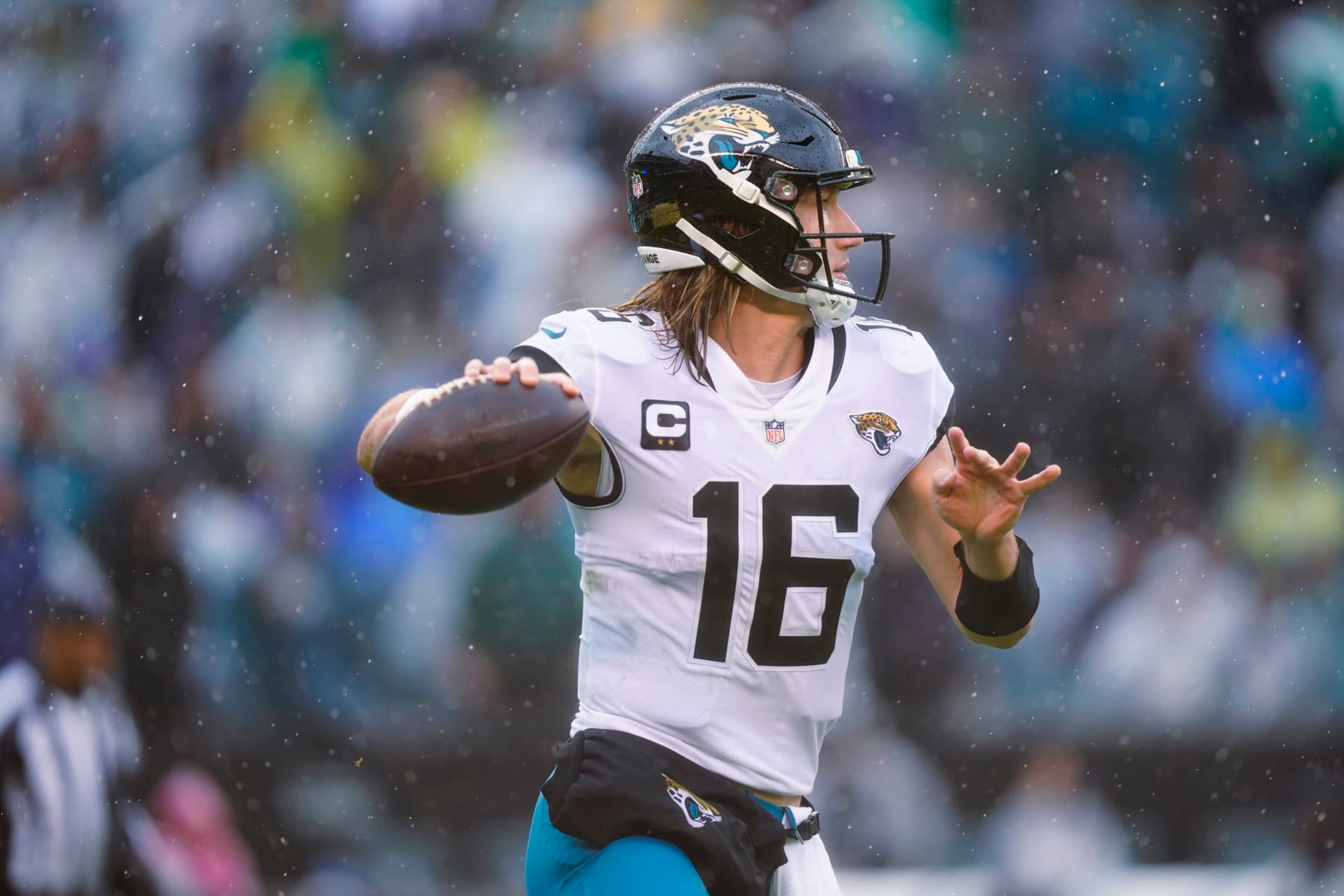 Jacksonville Jaguars quarterback Trevor Lawrence in action during an NFL football game, Sunday, Oct. 2, 2022, in Philadelphia. (AP Photo/Matt Rourke) Jacksonville Jaguars quarterback Trevor Lawrence in action during an NFL football game, Sunday, Oct. 2, 2022, in Philadelphia. (AP Photo/Matt Rourke)