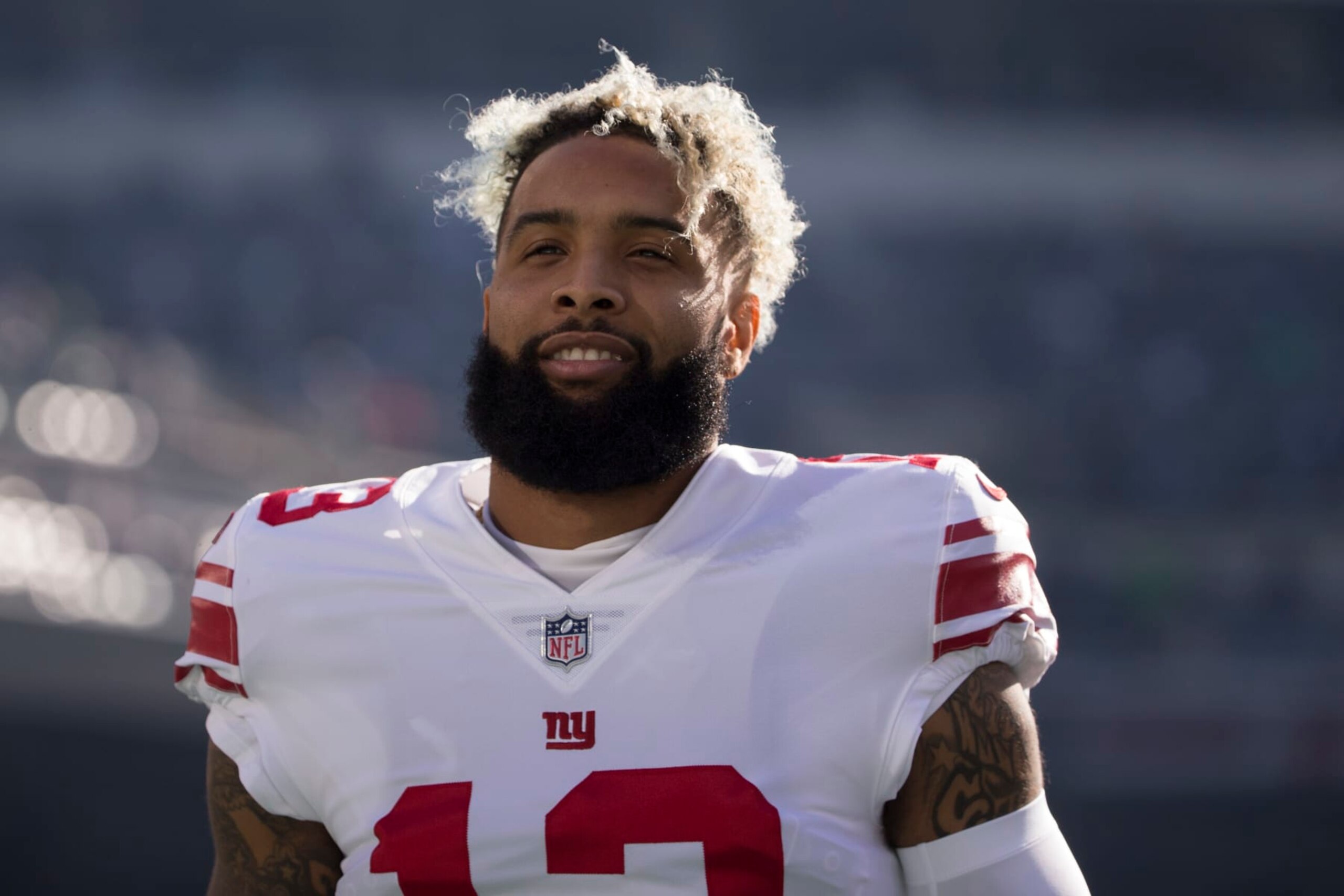 PHILADELPHIA, PA - NOVEMBER 25: Odell Beckham #13 of the New York Giants looks on prior to the game against the Philadelphia Eagles at Lincoln Financial Field on November 25, 2018 in Philadelphia, Pennsylvania. (Photo by Mitchell Leff/Getty Images)
