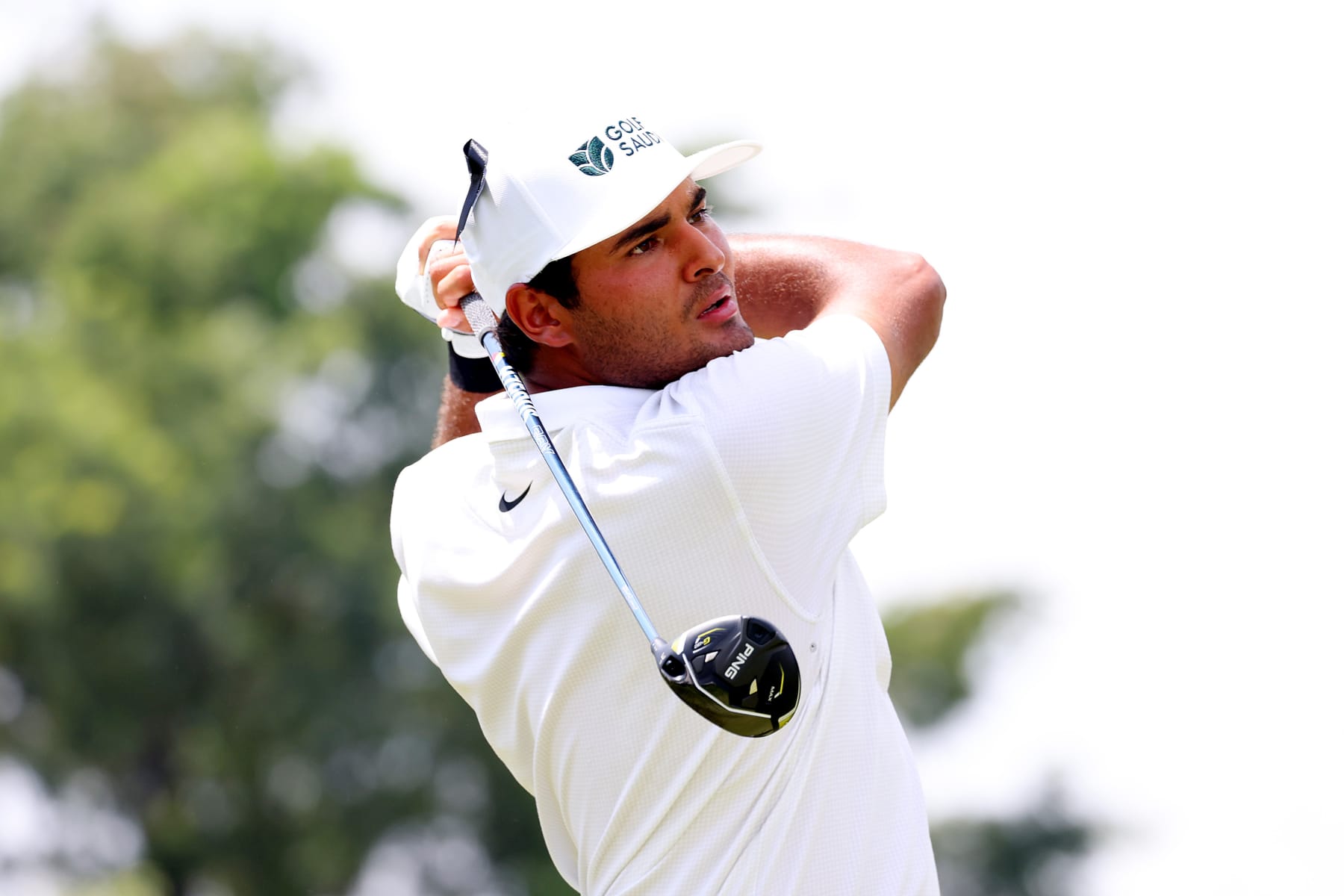 PATHUM THANI, THAILAND - OCTOBER 08: Eugenio Lopez-Chacarra of Fireballs GC \plays his shot from the fifth tee during Day Two of the LIV Golf Invitational - Bangkok at Stonehill Golf Course on October 08, 2022 in Pathum Thani, Thailand. (Photo by Chris Trotman/LIV Golf via Getty Images)