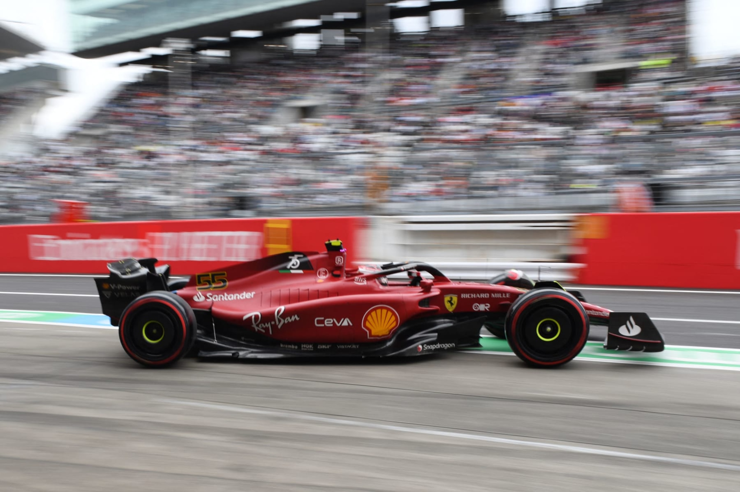 Ferrari's Spanish driver Carlos Sainz Jr takes part in the third practice session ahead of the Formula One Japanese Grand Prix at Suzuka, Mie prefecture on October 8, 2022. (Photo by Toshifumi KITAMURA / AFP) (Photo by TOSHIFUMI KITAMURA/AFP via Getty Images)