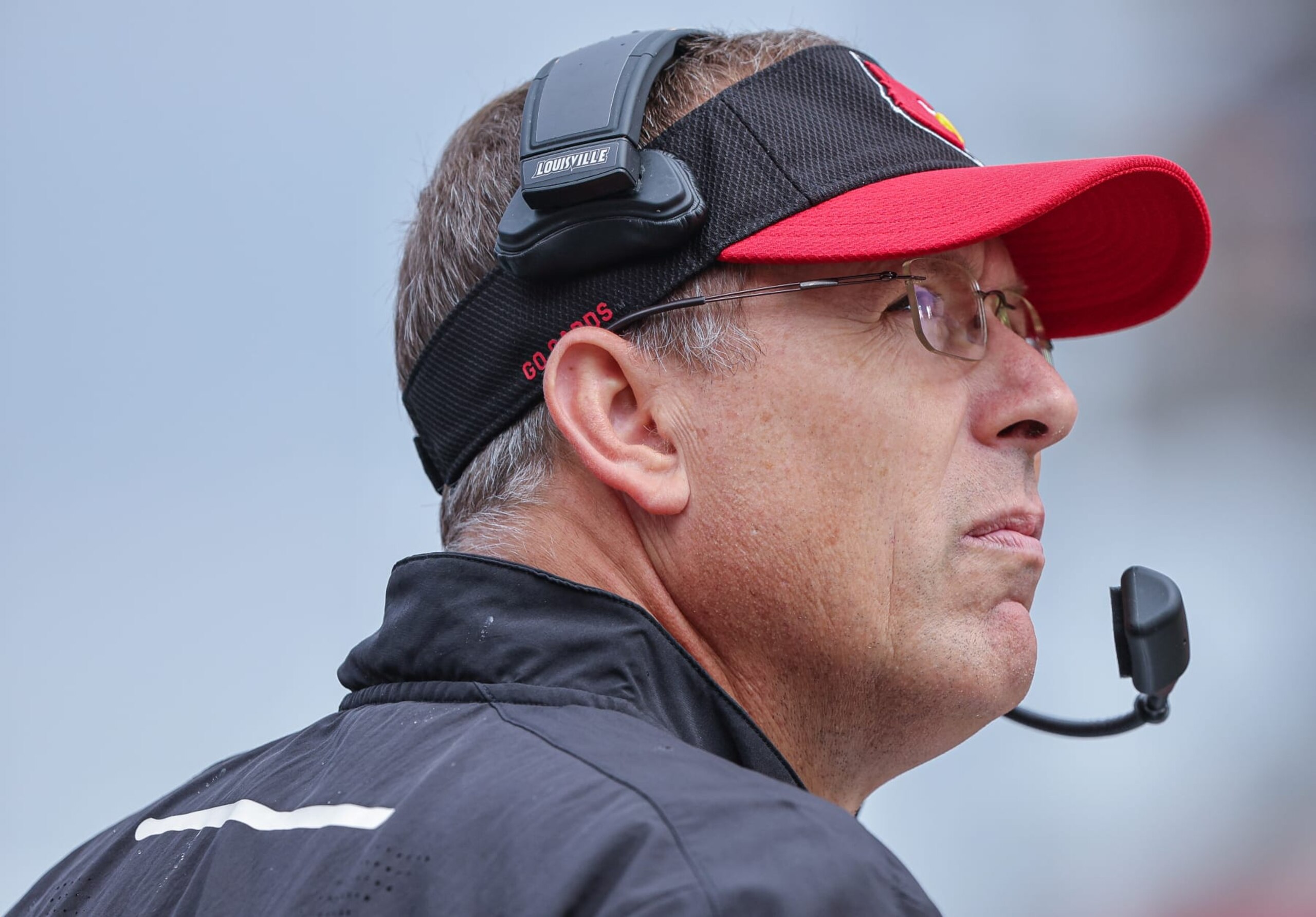 LOUISVILLE, KY - SEPTEMBER 24: Head coach Scott Satterfield of the Louisville Cardinals is seen during the game against the South Florida Bulls at Cardinal Stadium on September 24, 2022 in Louisville, Kentucky. (Photo by Michael Hickey/Getty Images)