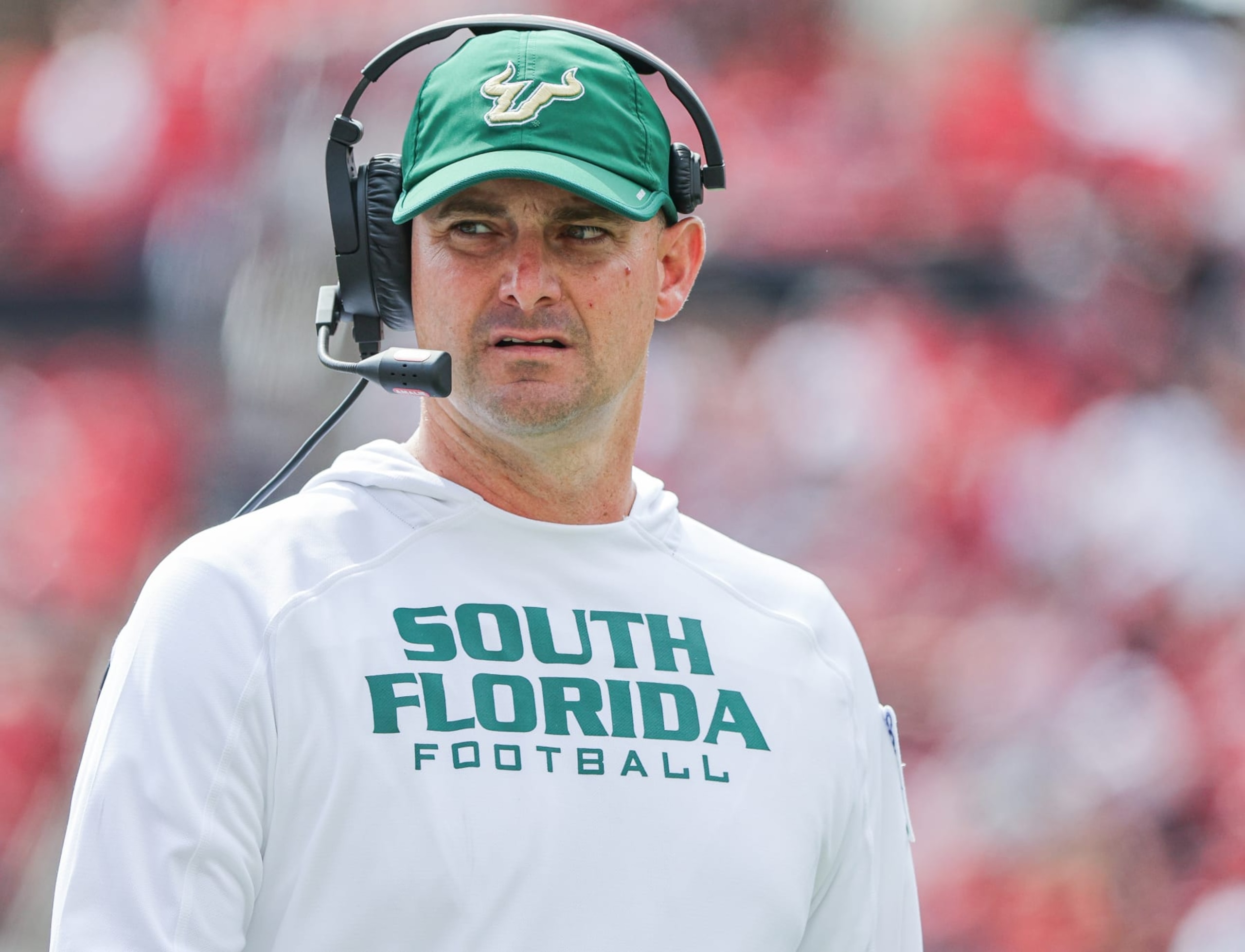 LOUISVILLE, KY - SEPTEMBER 24: Head coach Jeff Scott of the South Florida Bulls is seen during the game against the Louisville Cardinals at Cardinal Stadium on September 24, 2022 in Louisville, Kentucky. (Photo by Michael Hickey/Getty Images)