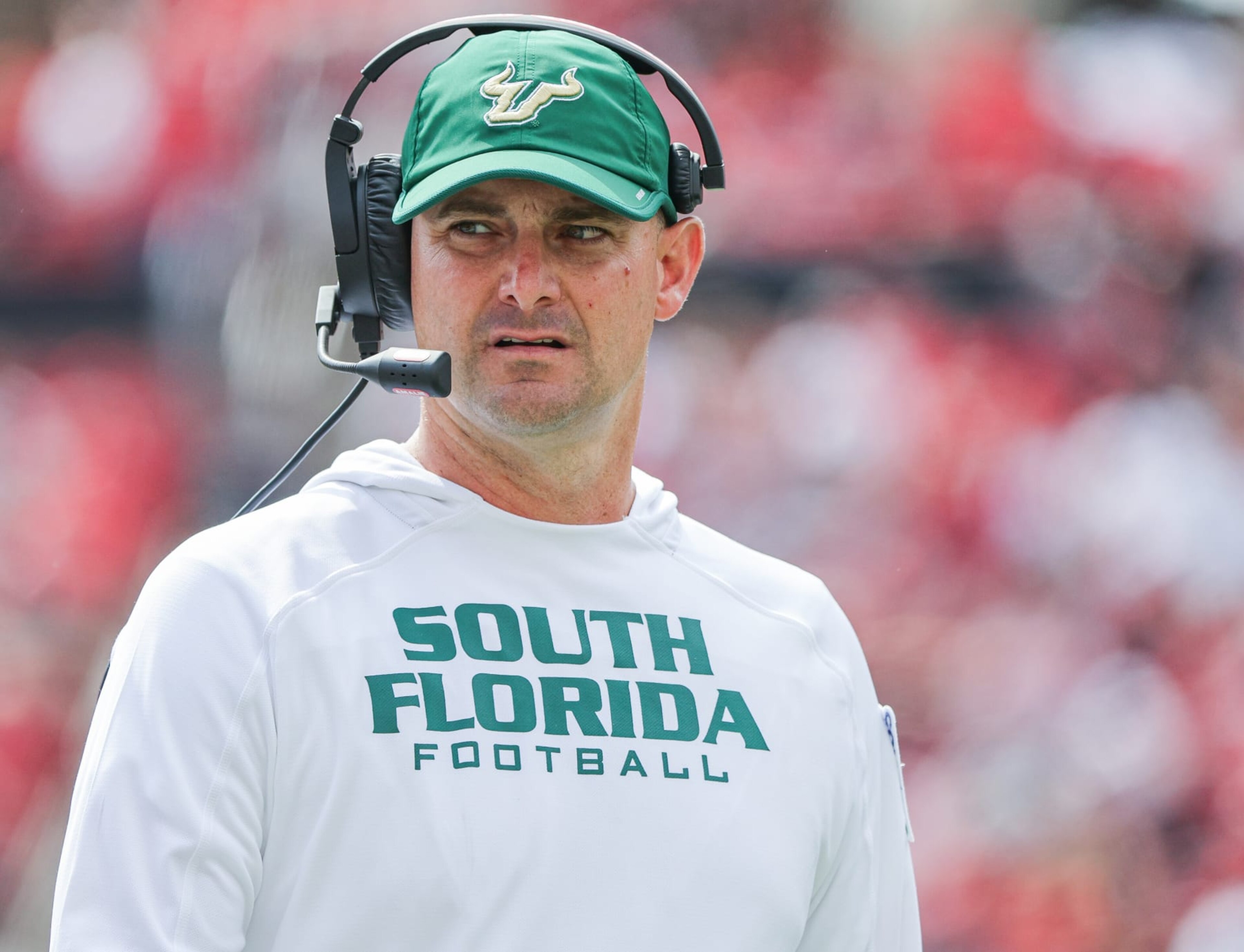 LOUISVILLE, KY - SEPTEMBER 24: Head coach Jeff Scott of the South Florida Bulls is seen during the game against the Louisville Cardinals at Cardinal Stadium on September 24, 2022 in Louisville, Kentucky. (Photo by Michael Hickey/Getty Images)