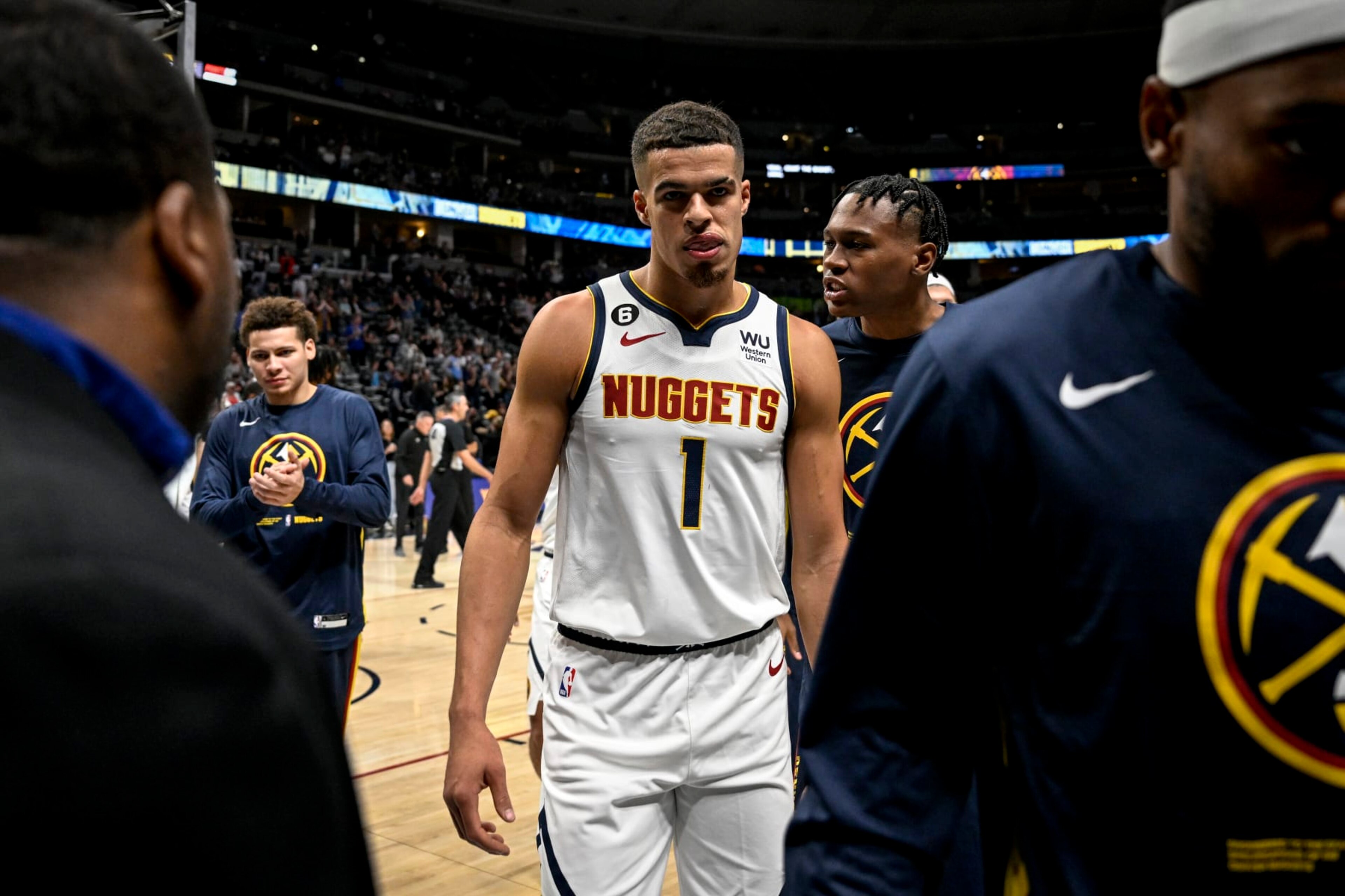 DENVER, CO - OCTOBER 3: Michael Porter Jr. (1) of the Denver Nuggets heads to the locker room after the second quarter against the Oklahoma City Thunder on Monday, October 3, 2022. (Photo by AAron Ontiveroz/MediaNews Group/The Denver Post via Getty Images) DENVER, CO - OCTOBER 3: Michael Porter Jr. (1) of the Denver Nuggets heads to the locker room after the second quarter against the Oklahoma City Thunder on Monday, October 3, 2022. (Photo by AAron Ontiveroz/MediaNews Group/The Denver Post via Getty Images)
