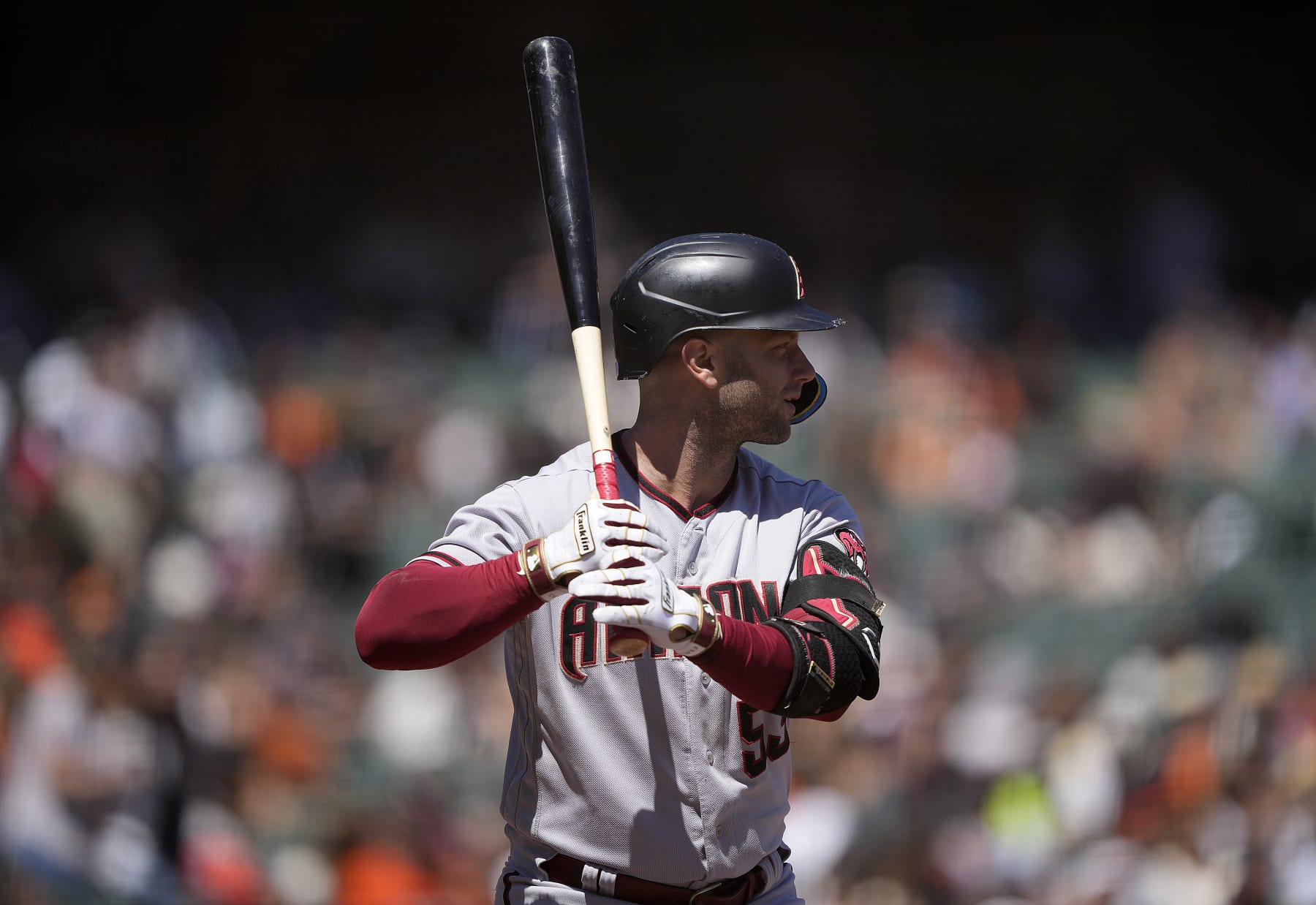 SAN FRANCISCO, CALIFORNIA - AUGUST 18: Christian Walker #53 of the Arizona Diamondbacks bats against the San Francisco Giants in the top of the fifth inning at Oracle Park on August 18, 2022 in San Francisco, California. (Photo by Thearon W. Henderson/Getty Images)