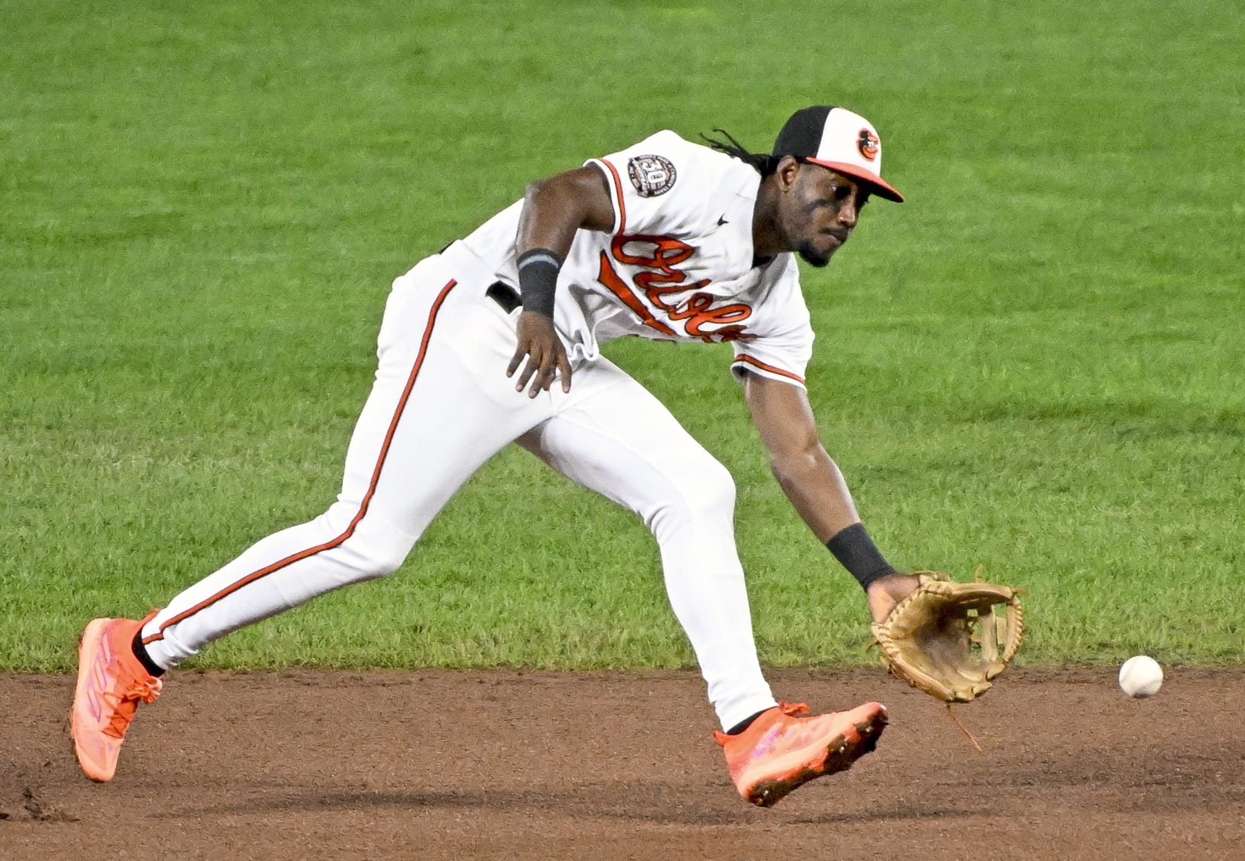 BALTIMORE, MD - SEPTEMBER 07: Baltimore Orioles shortstop Jorge Mateo (3) in action during the Toronto Blue Jays game versus the Baltimore Orioles on September 7, 2022 at Orioles Park at Camden Yards, in Baltimore, MD.  The Blue Jays defeated the Orioles, 4-1.   (Photo by Mark Goldman/Icon Sportswire via Getty Images)