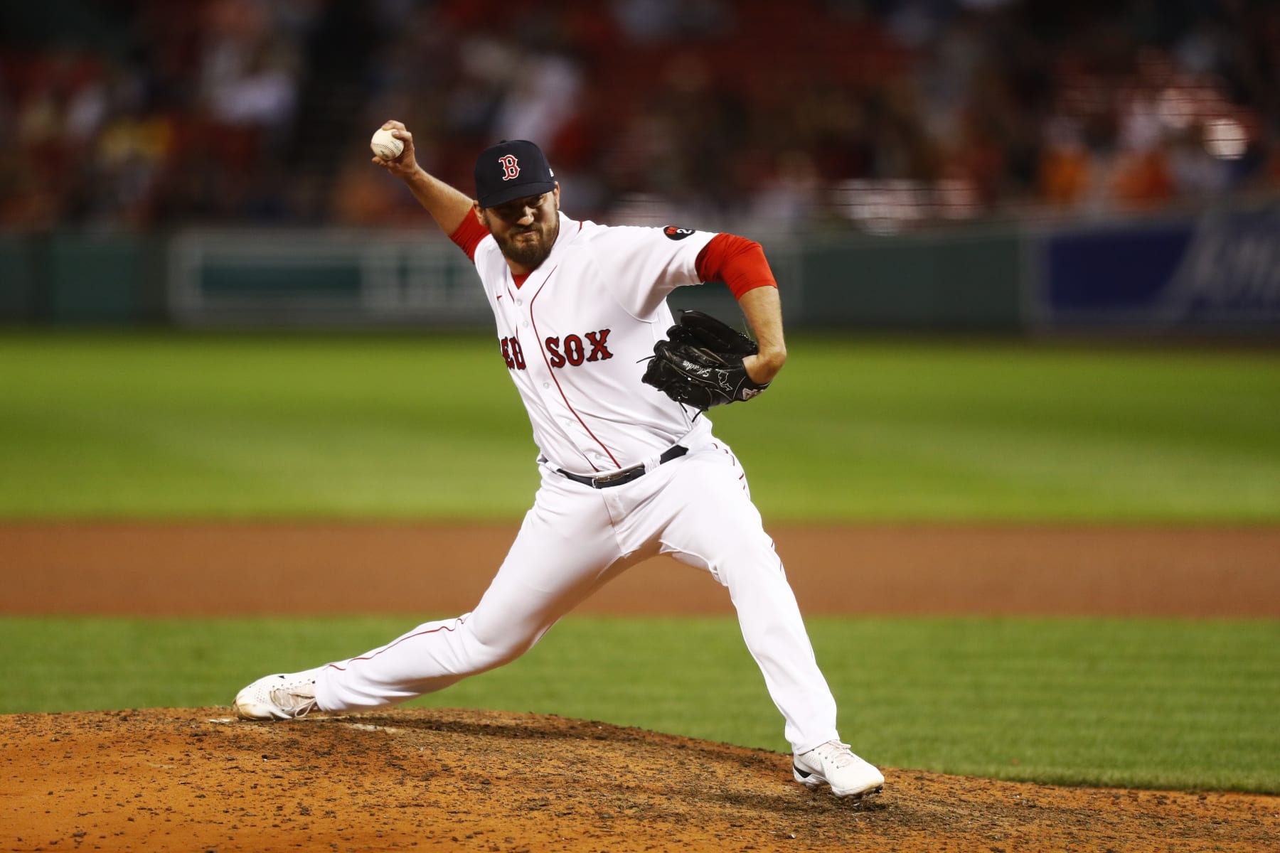 BOSTON, MASSACHUSETTS - SEPTEMBER 27: Relief pitcher John Schreiber #46 of the Boston Red Sox pitches at the top of the seventh inning of the game against the Baltimore Orioles at Fenway Park on September 27, 2022 in Boston, Massachusetts. (Photo by Omar Rawlings/Getty Images)