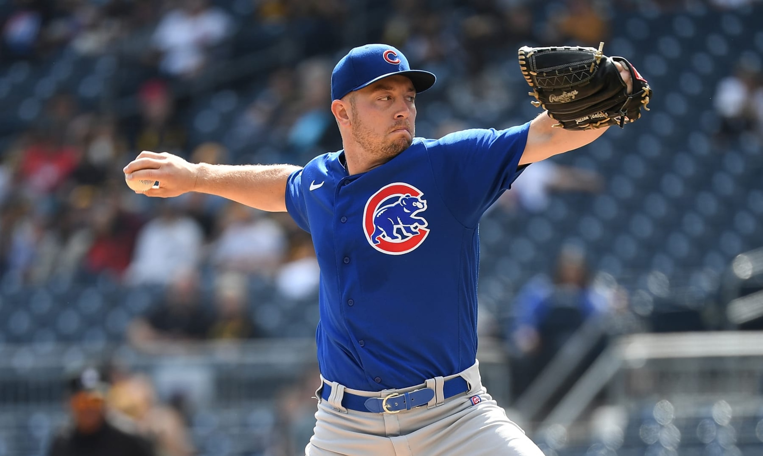 PITTSBURGH, PA - SEPTEMBER 25: Adrian Sampson #41 of the Chicago Cubs delivers a pitch in the first inning during the game against the Pittsburgh Pirates at PNC Park on September 25, 2022 in Pittsburgh, Pennsylvania. (Photo by Justin Berl/Getty Images)