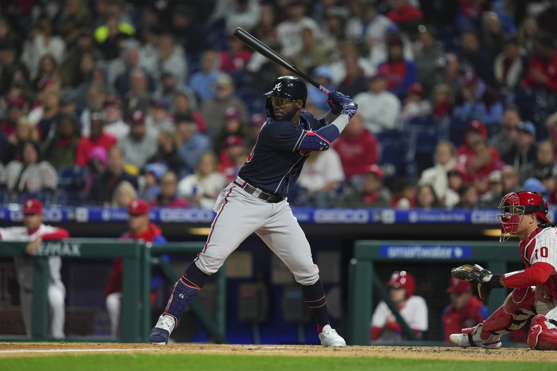 PHILADELPHIA, PA - SEPTEMBER 23: Michael Harris II #23 of the Atlanta Braves bats against the Philadelphia Phillies at Citizens Bank Park on September 23, 2022 in Philadelphia, Pennsylvania. The Phillies defeated the Braves 9-1. (Photo by Mitchell Leff/Getty Images)