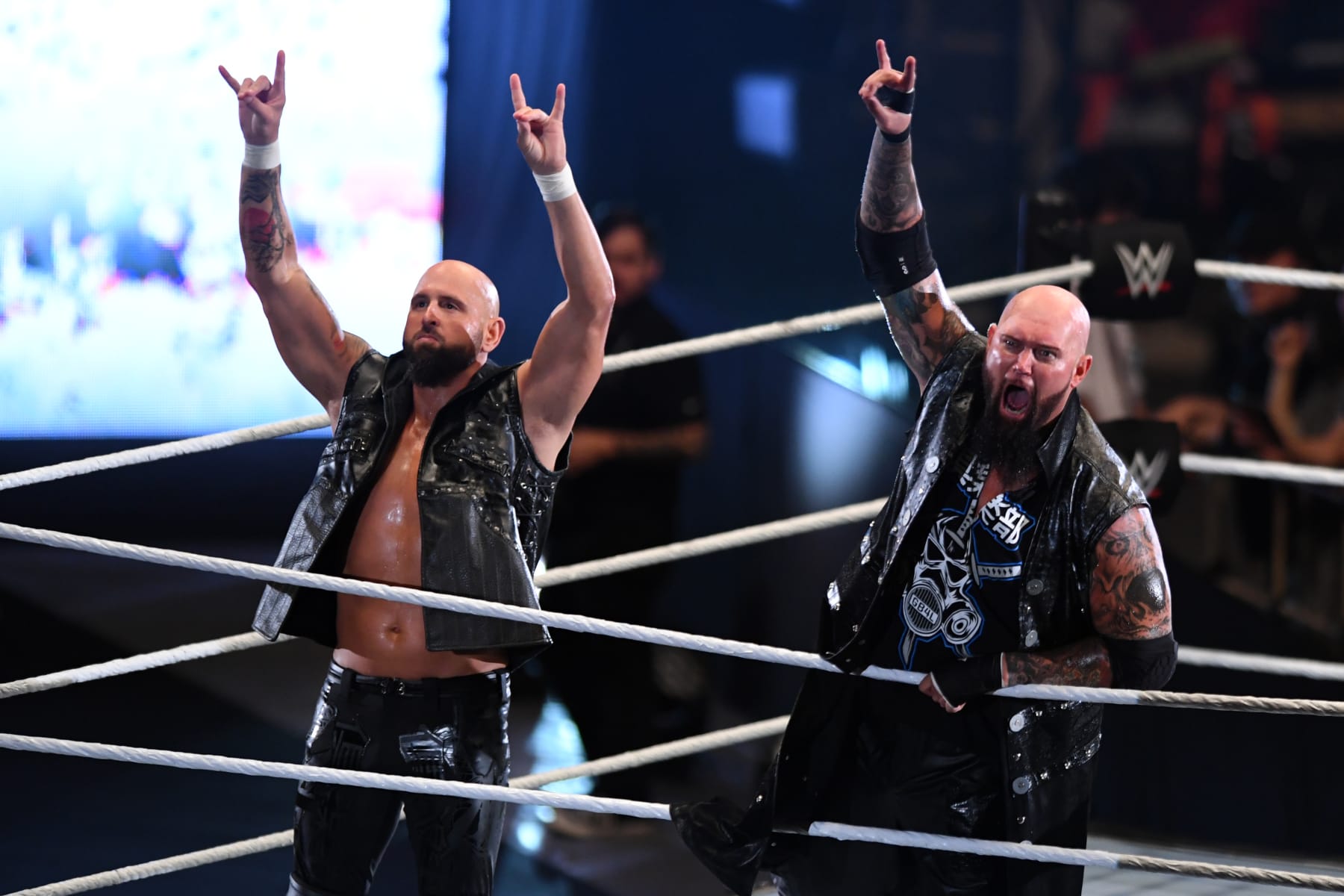 TOKYO,JAPAN - JUNE 28: Luke Gallows and Karl Anderson enter the ring during the WWE Live Tokyo at Ryogoku Kokugikan on June 28, 2019 in Tokyo, Japan. (Photo by Etsuo Hara/Getty Images)