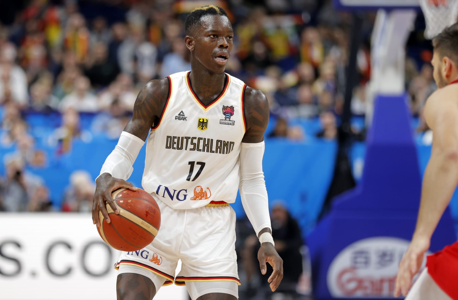 BERLIN, GERMANY - SEPTEMBER 18: Dennis Schroeder of Germany   during the FIBA EuroBasket 2022 3rd place match between Germany and Poland at EuroBasket Arena Berlin on September 18, 2022 in Berlin, Germany. (Photo by Pedja Milosavljevic/DeFodi Images via Getty Images)