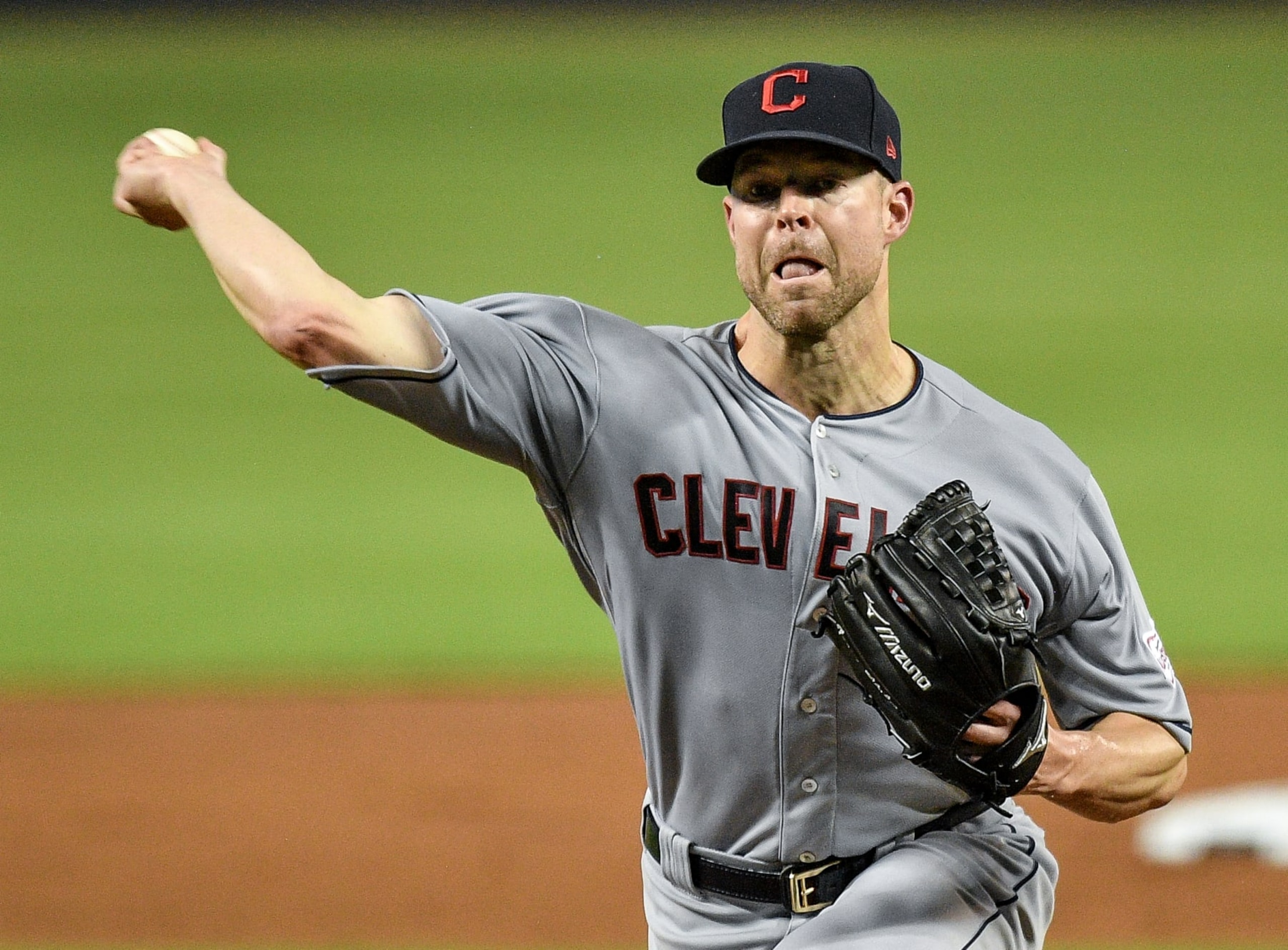 MIAMI, FL - MAY 01: Corey Kluber #28 of the Cleveland Indians delivers a pitch in the first inning against the Miami Marlins at Marlins Park on May 1, 2019 in Miami, Florida. (Photo by Mark Brown/Getty Images)