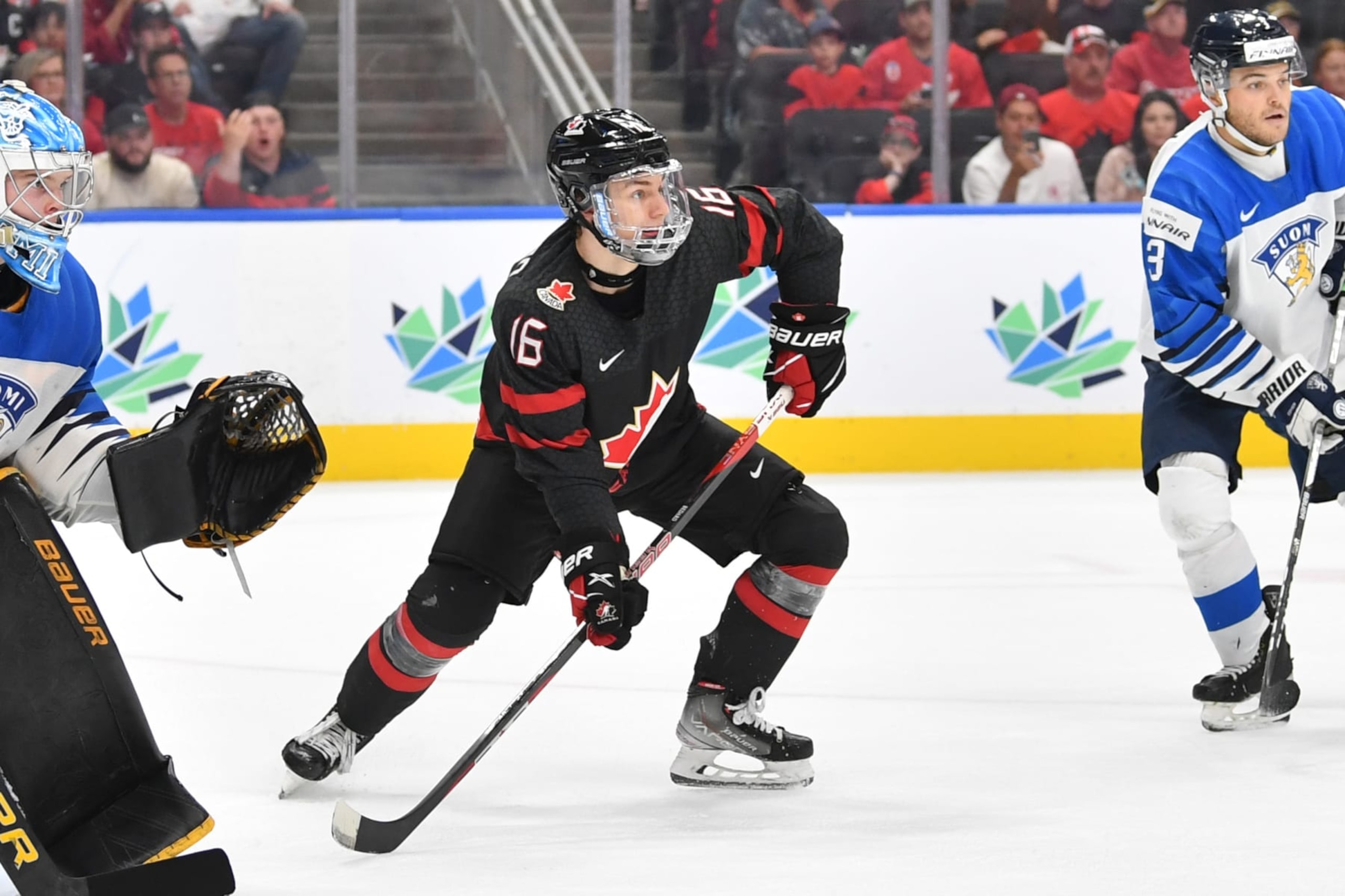 EDMONTON, AB - AUGUST 20: Connor Bedard #16 of Canada skates during the gold medal game against Finland in the IIHF World Junior Championship on August 20, 2022 at Rogers Place in Edmonton, Alberta, Canada (Photo by Andy Devlin/ Getty Images) EDMONTON, AB - AUGUST 20: Connor Bedard #16 of Canada skates during the gold medal game against Finland in the IIHF World Junior Championship on August 20, 2022 at Rogers Place in Edmonton, Alberta, Canada (Photo by Andy Devlin/ Getty Images)