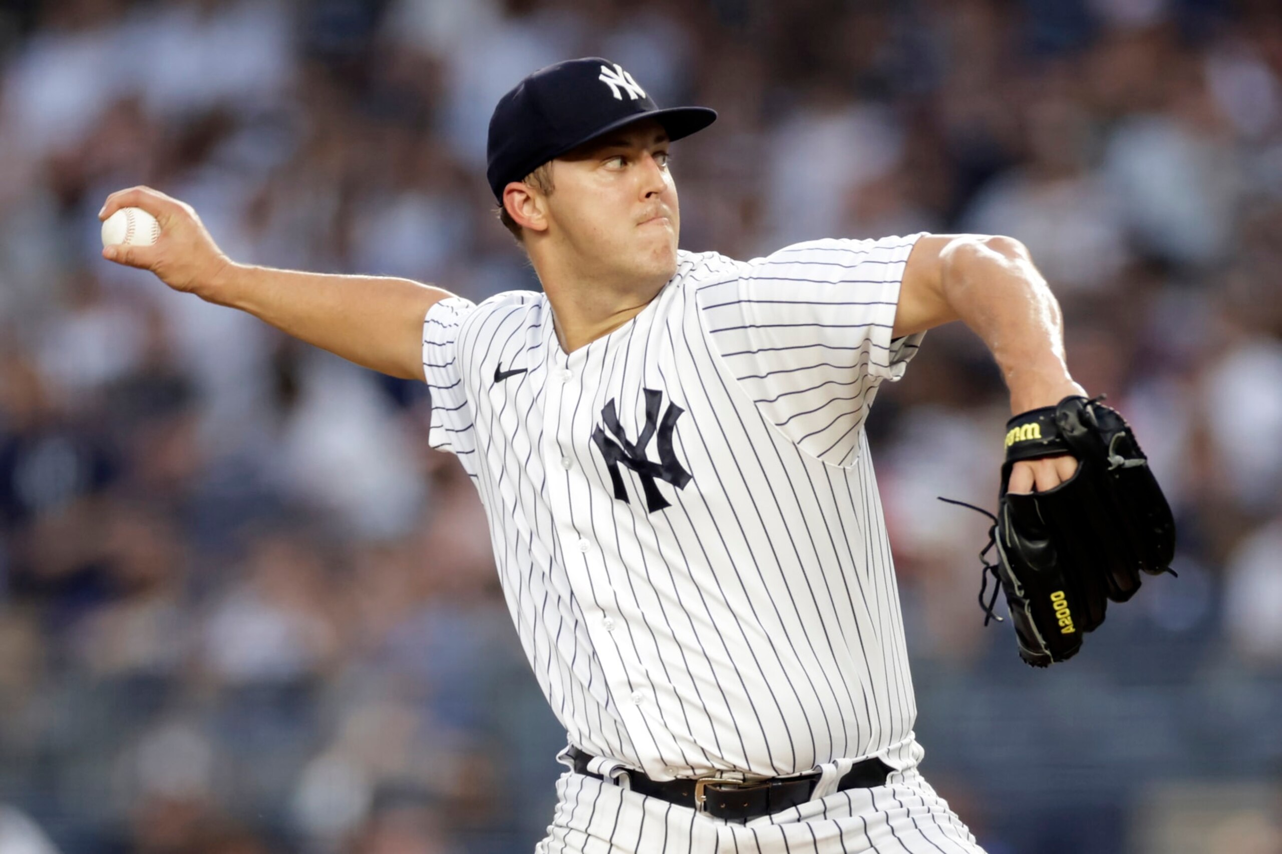 NEW YORK, NY - JULY 28: Jameson Taillon #50 of the New York Yankees pitches against the Kansas City Royals during the third inning at Yankee Stadium on July 28, 2022 in New York City. (Photo by Adam Hunger/Getty Images)