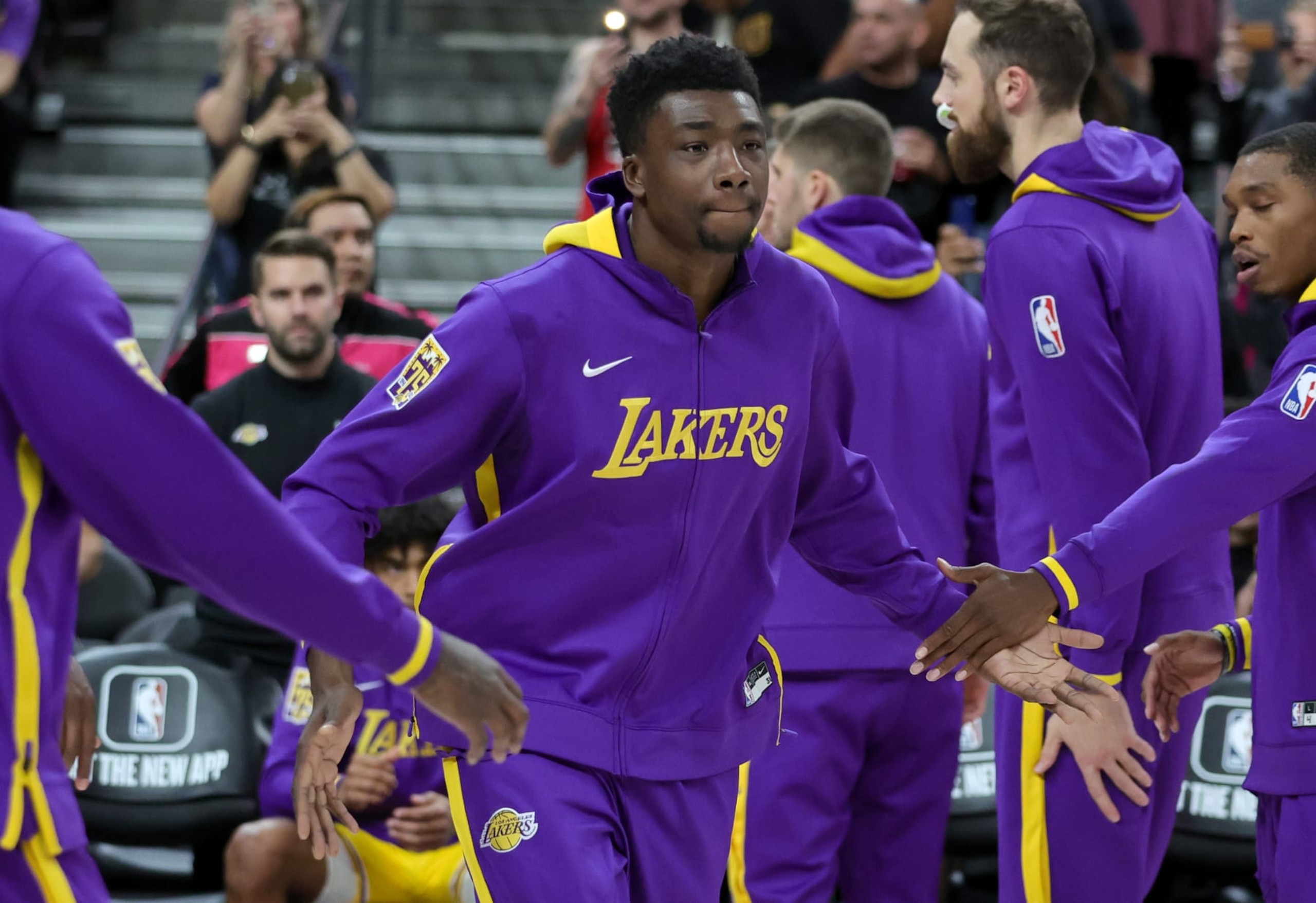 LAS VEGAS, NEVADA - OCTOBER 06: Thomas Bryant #31 of the Los Angeles Lakers is introduced before a preseason game against the Minnesota Timberwolves at T-Mobile Arena on October 06, 2022 in Las Vegas, Nevada. The Timberwolves defeated the Lakers 114-99. NOTE TO USER: User expressly acknowledges and agrees that, by downloading and or using this photograph, User is consenting to the terms and conditions of the Getty Images License Agreement. (Photo by Ethan Miller/Getty Images) LAS VEGAS, NEVADA - OCTOBER 06: Thomas Bryant #31 of the Los Angeles Lakers is introduced before a preseason game against the Minnesota Timberwolves at T-Mobile Arena on October 06, 2022 in Las Vegas, Nevada. The Timberwolves defeated the Lakers 114-99. NOTE TO USER: User expressly acknowledges and agrees that, by downloading and or using this photograph, User is consenting to the terms and conditions of the Getty Images License Agreement. (Photo by Ethan Miller/Getty Images)