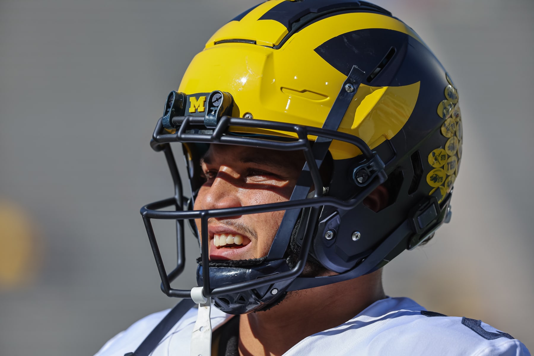 BLOOMINGTON, IN - OCTOBER 08: Blake Corum #2 of the Michigan Wolverines is seen before the game against the Indiana Hoosiers at Memorial Stadium on October 8, 2022 in Bloomington, Indiana. (Photo by Michael Hickey/Getty Images)