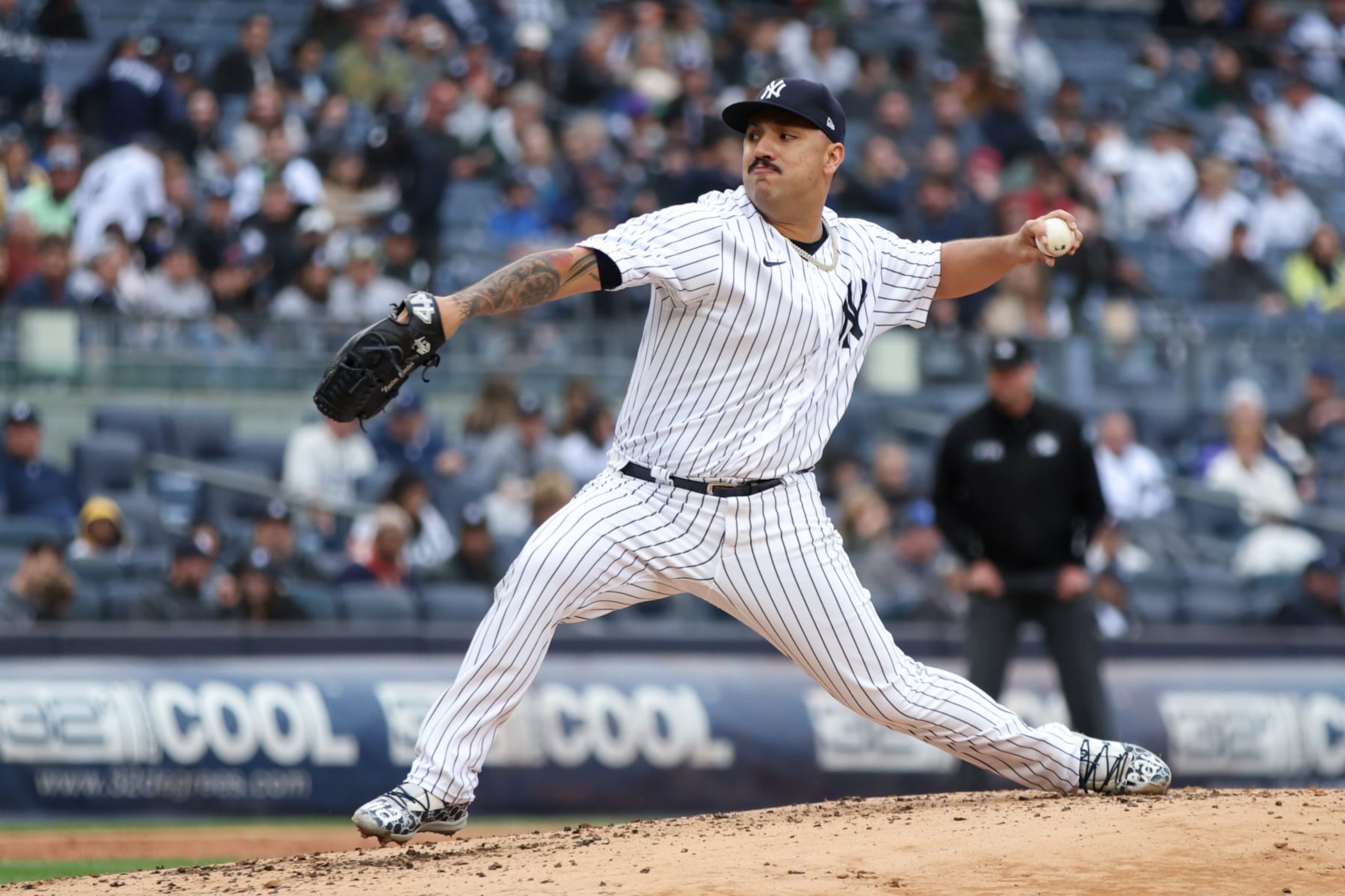 NEW YORK, NY - OCTOBER 01:   Nestor Cortes #65 of the New York Yankees pitches in the second inning during the game between the Baltimore Orioles and the New York Yankees at Yankee Stadium on Saturday, October 1, 2022 in New York, New York. (Photo by Rob Tringali/MLB Photos via Getty Images)