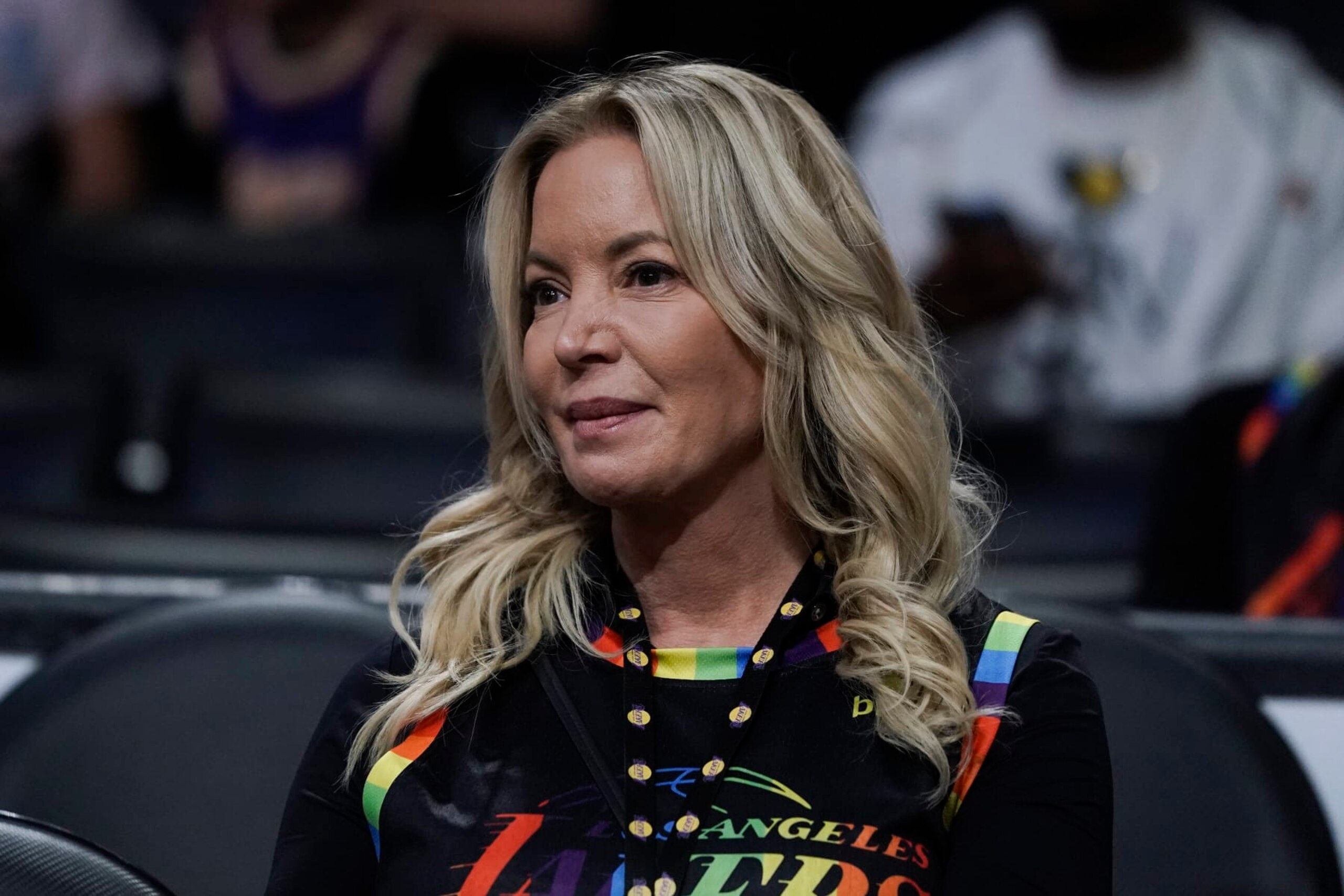 Los Angeles Lakers owner Jeanie Buss attends the team's NBA preseason basketball game against the Minnesota Timberwolves Wednesday, Oct. 12, 2022, in Los Angeles. (AP Photo/Jae C. Hong)