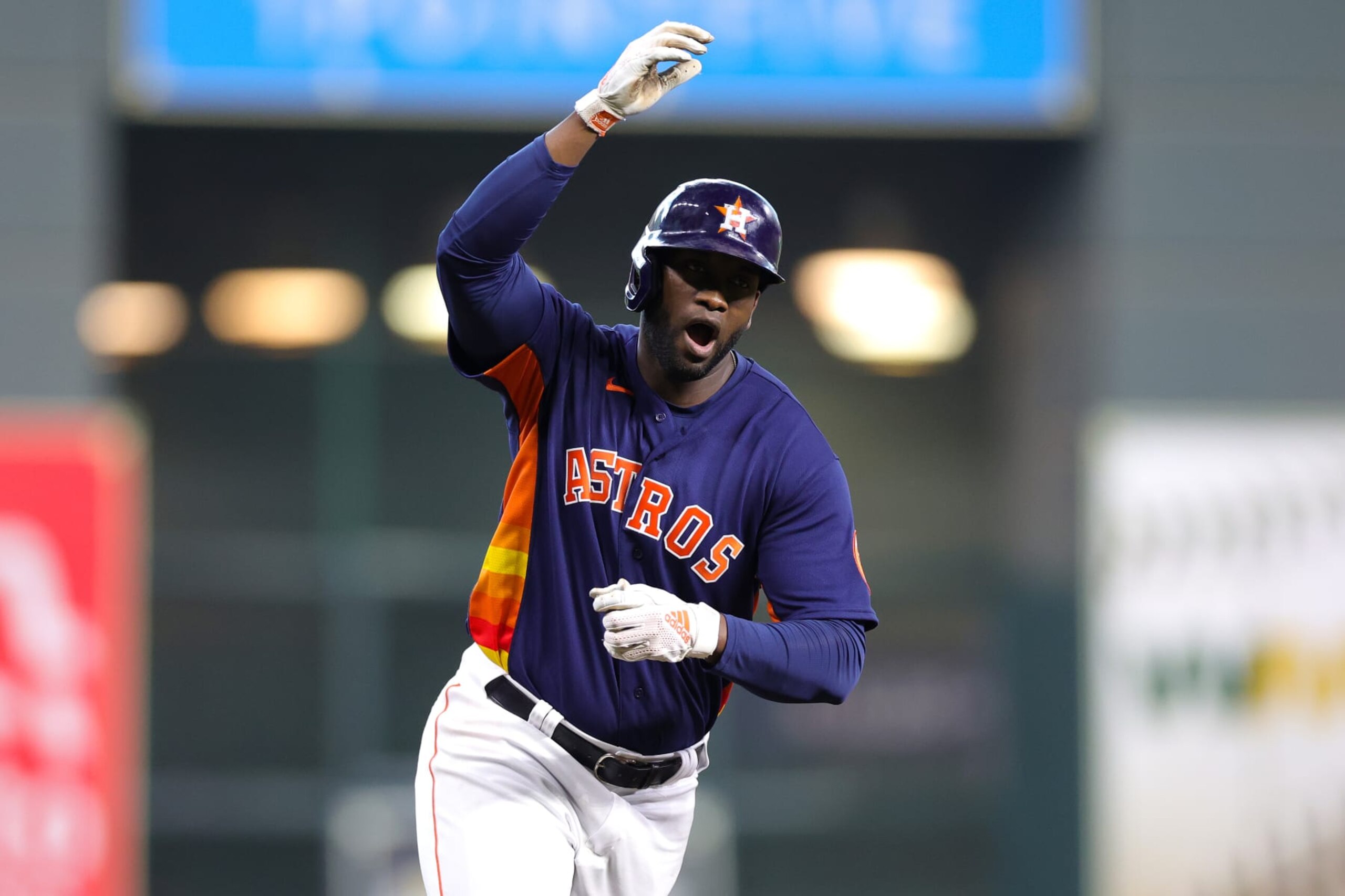 HOUSTON, TEXAS - OCTOBER 13: Yordan Alvarez #44 of the Houston Astros runs the bases after hitting a two-run home run against the Seattle Mariners during the sixth inning in game two of the American League Division Series at Minute Maid Park on October 13, 2022 in Houston, Texas. (Photo by Carmen Mandato/Getty Images) HOUSTON, TEXAS - OCTOBER 13: Yordan Alvarez #44 of the Houston Astros runs the bases after hitting a two-run home run against the Seattle Mariners during the sixth inning in game two of the American League Division Series at Minute Maid Park on October 13, 2022 in Houston, Texas. (Photo by Carmen Mandato/Getty Images)