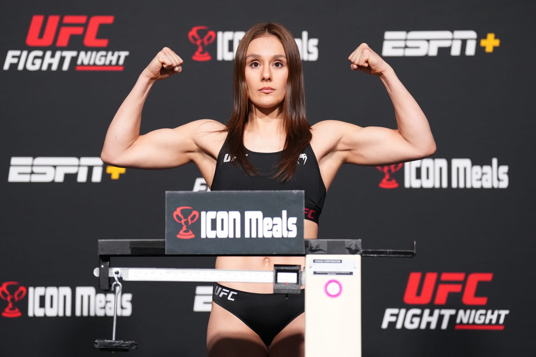 LAS VEGAS, NEVADA - OCTOBER 14: Alexa Grasso of Mexico poses on the scale during the UFC Fight Night weigh-in at UFC APEX on October 14, 2022 in Las Vegas, Nevada. (Photo by Chris Unger/Zuffa LLC)