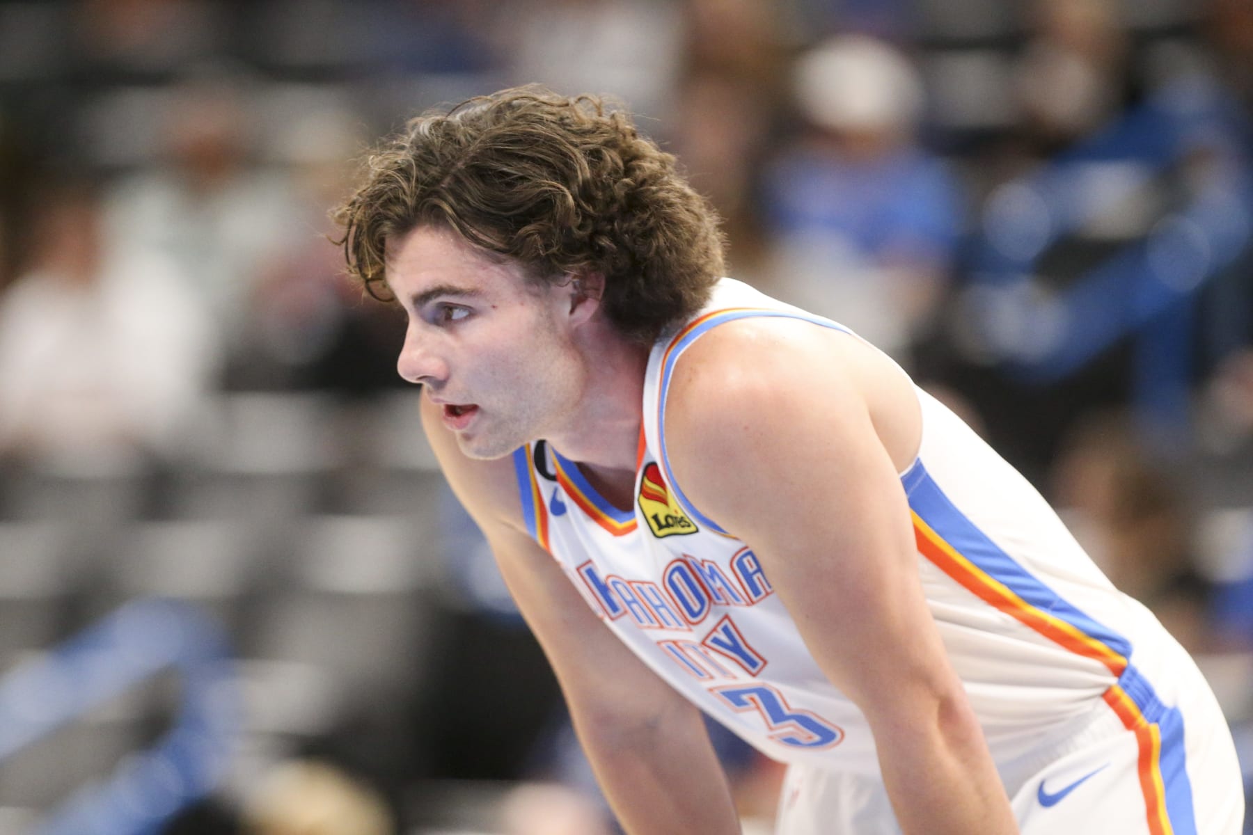 OKLAHOMA CITY, OKLAHOMA - OCTOBER 06: Josh Giddey #3 of the Oklahoma City Thunder during the first quarter against the Adelaide 36ers at Paycom Center on October 06, 2022 in Oklahoma City, Oklahoma. (Photo by Ian Maule/Getty Images)