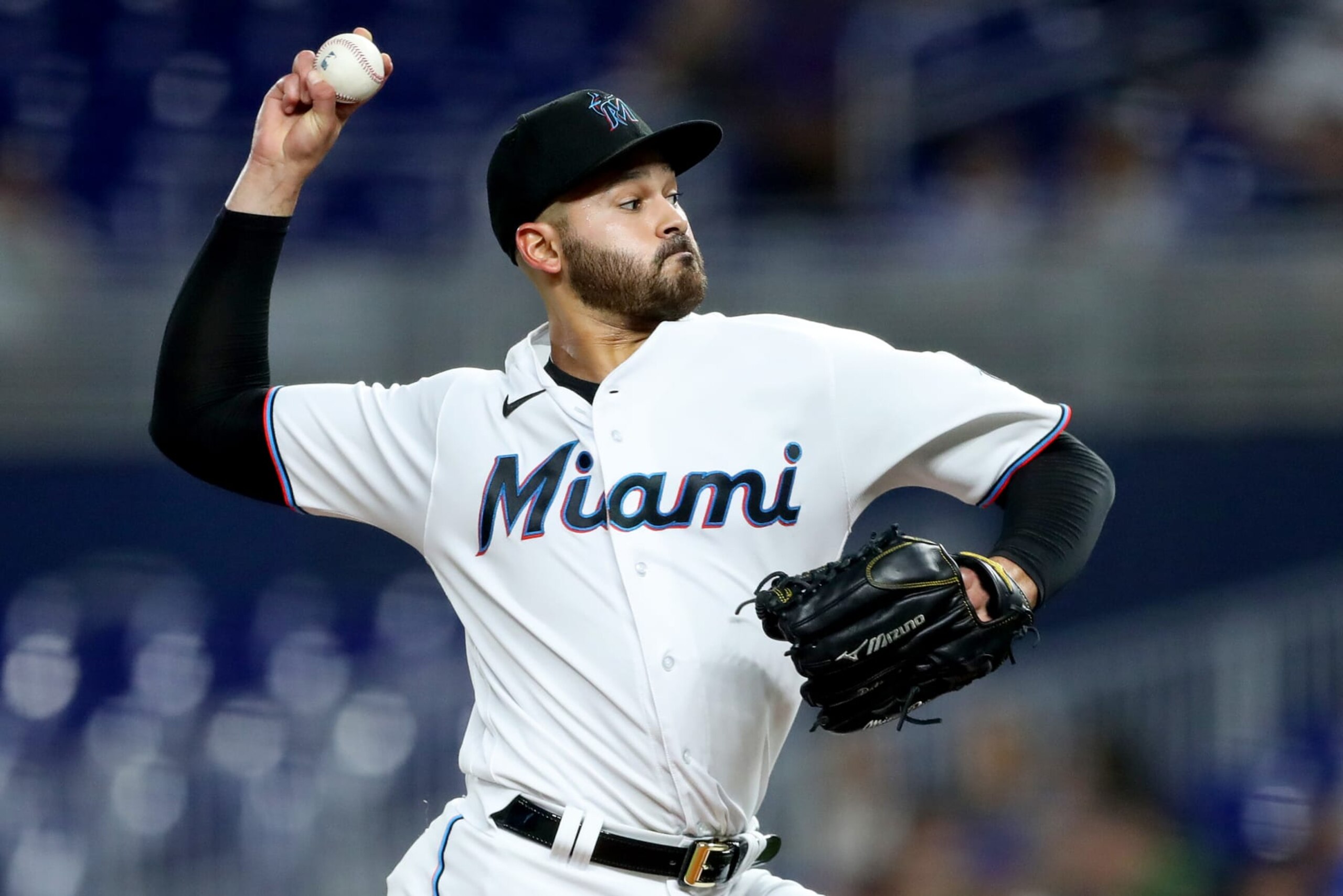MIAMI, FLORIDA - SEPTEMBER 20: Pablo Lopez #49 of the Miami Marlins pitch in the first inning against the Chicago Cubs at loanDepot park on September 20, 2022 in Miami, Florida. (Photo by Megan Briggs/Getty Images)