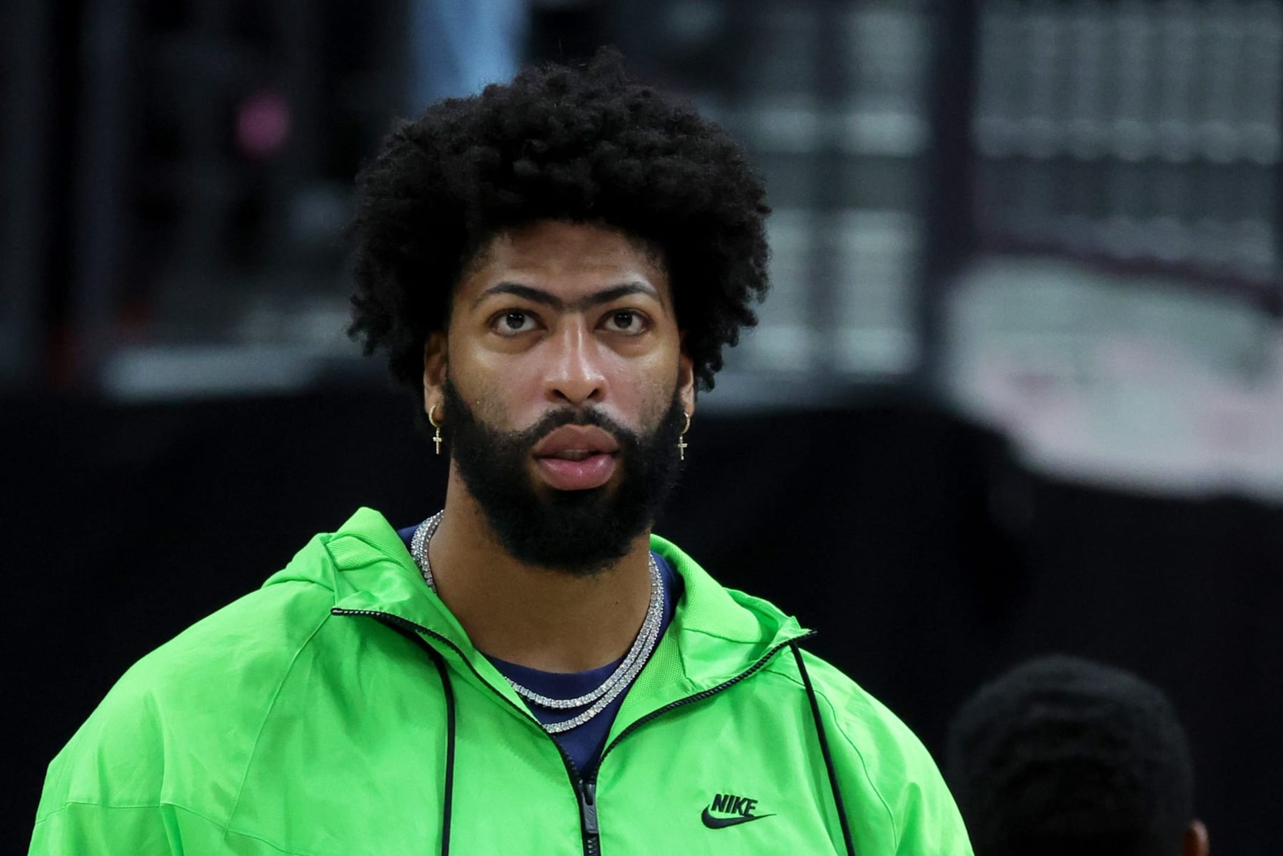 LAS VEGAS, NEVADA - OCTOBER 05: Anthony Davis #3 of the Los Angeles Lakers looks on during a timeout in the third quarter of a preseason game against the Phoenix Suns at T-Mobile Arena on October 05, 2022 in Las Vegas, Nevada. The Suns defeated the Lakers 119-115. NOTE TO USER: User expressly acknowledges and agrees that, by downloading and or using this photograph, User is consenting to the terms and conditions of the Getty Images License Agreement. (Photo by Ethan Miller/Getty Images) LAS VEGAS, NEVADA - OCTOBER 05: Anthony Davis #3 of the Los Angeles Lakers looks on during a timeout in the third quarter of a preseason game against the Phoenix Suns at T-Mobile Arena on October 05, 2022 in Las Vegas, Nevada. The Suns defeated the Lakers 119-115. NOTE TO USER: User expressly acknowledges and agrees that, by downloading and or using this photograph, User is consenting to the terms and conditions of the Getty Images License Agreement. (Photo by Ethan Miller/Getty Images)
